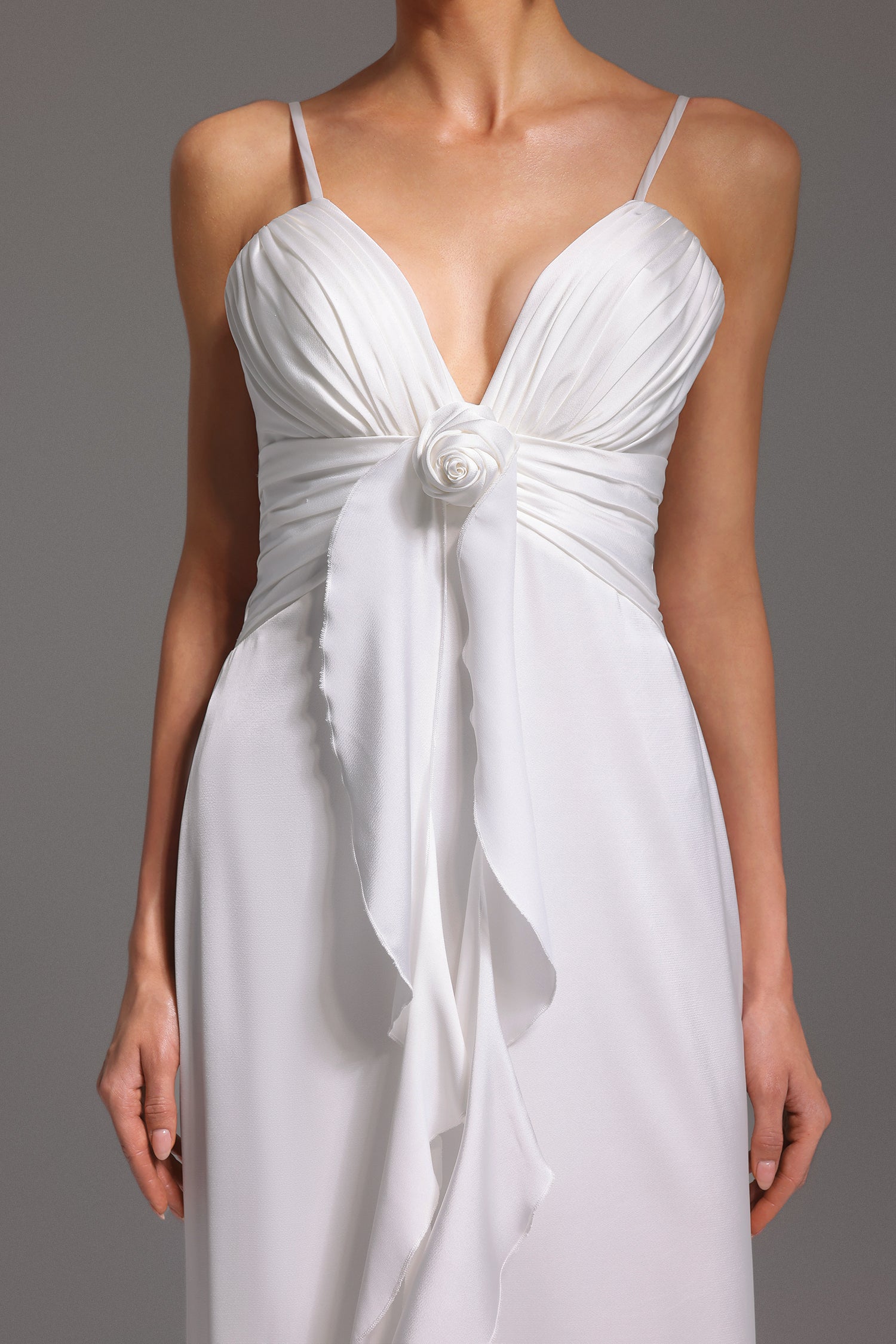 Yvonne Sleeveless V-Neck Flowers Flounce Maxi Dress