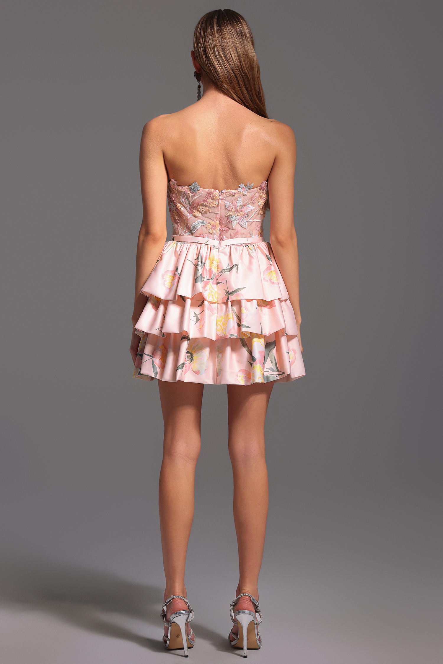 Waner Sleeveless Printing Flowers Mini Dress