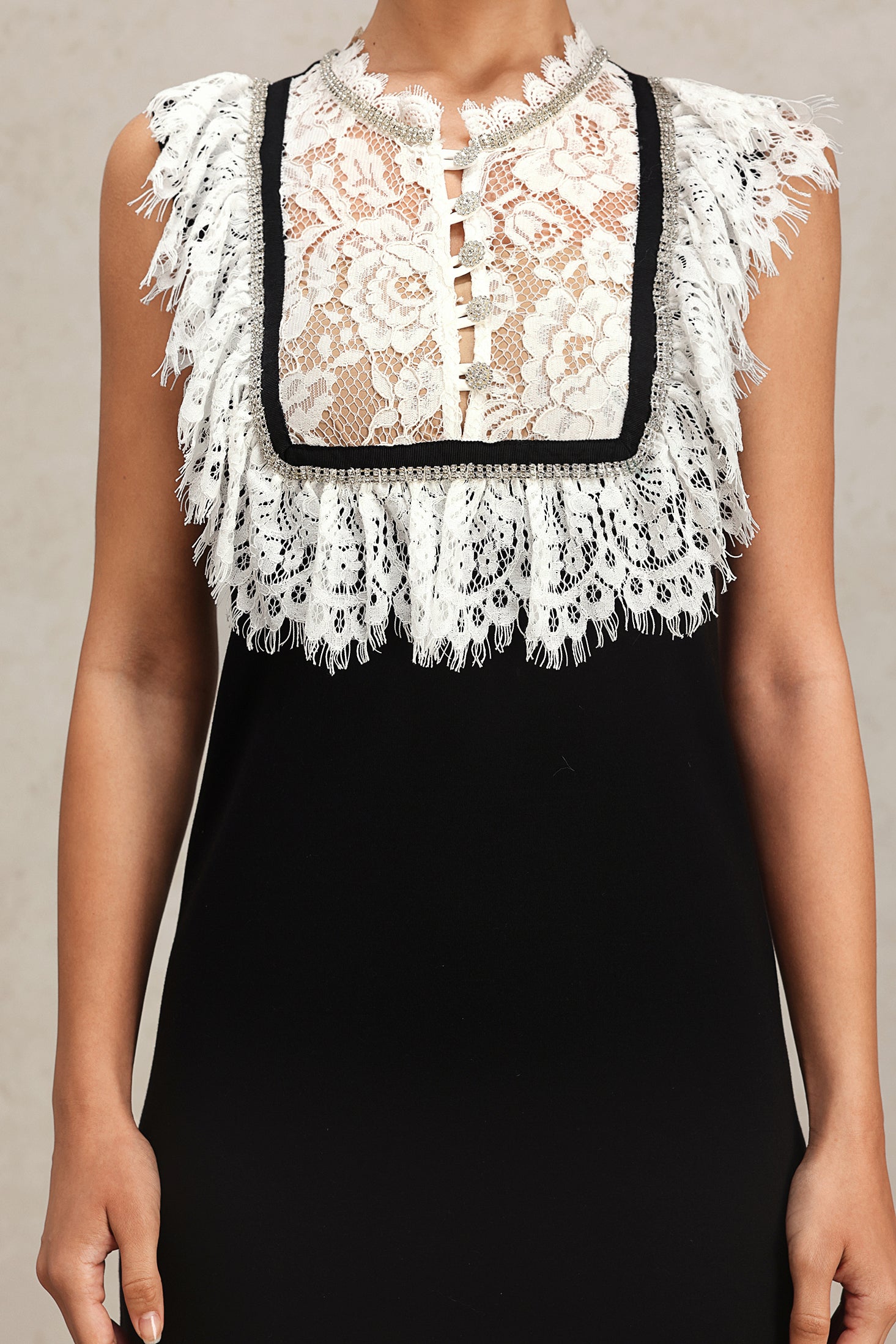 Joy Sleeveless Lace Diamond Mini Dress