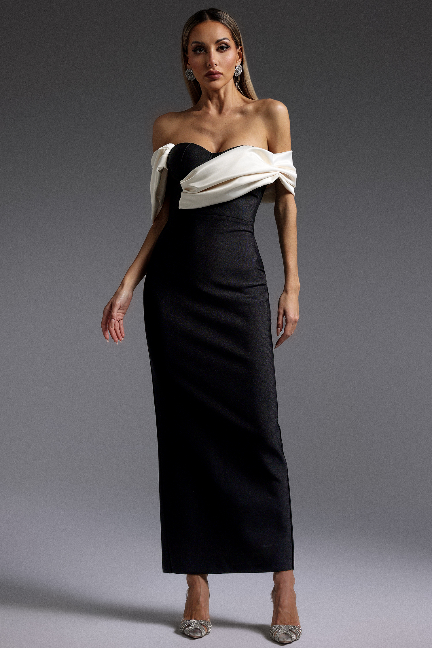Lala Off-The-Shoulder Fold Bandage Maxi Dress