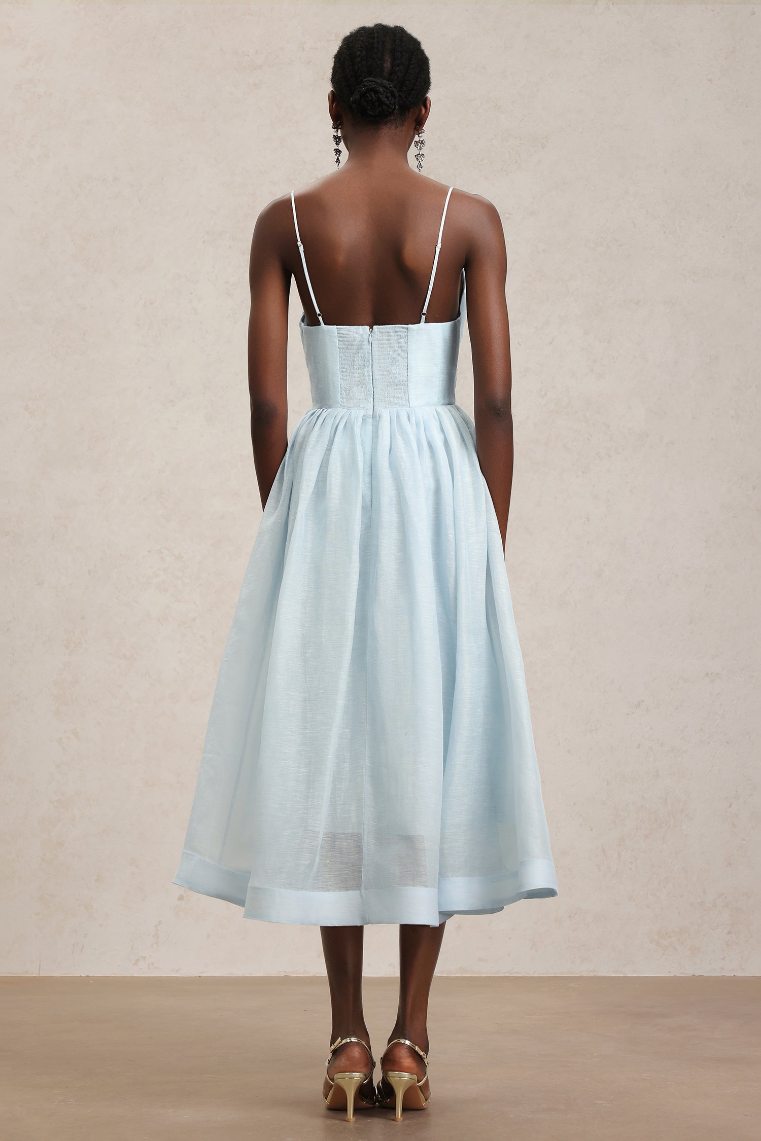 Radmila Halter Deep-V Folds Maxi Dress