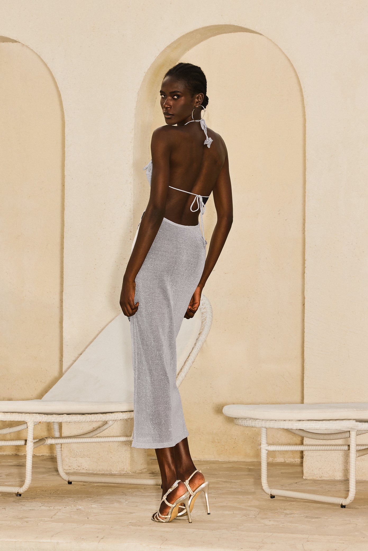 Kalie Sleeveless V-Neck Flowers Maxi Dress