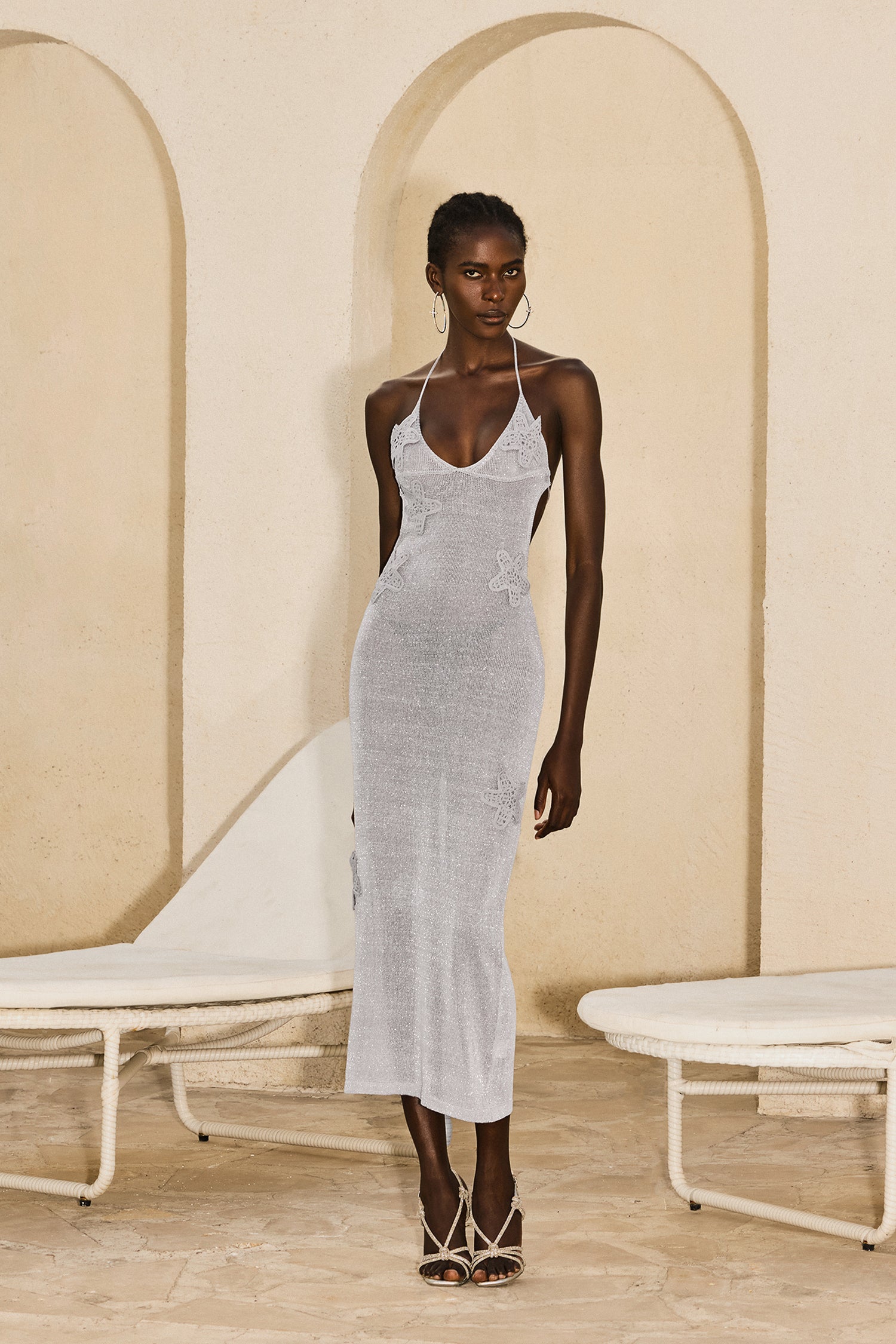 Kalie Sleeveless V-Neck Flowers Maxi Dress