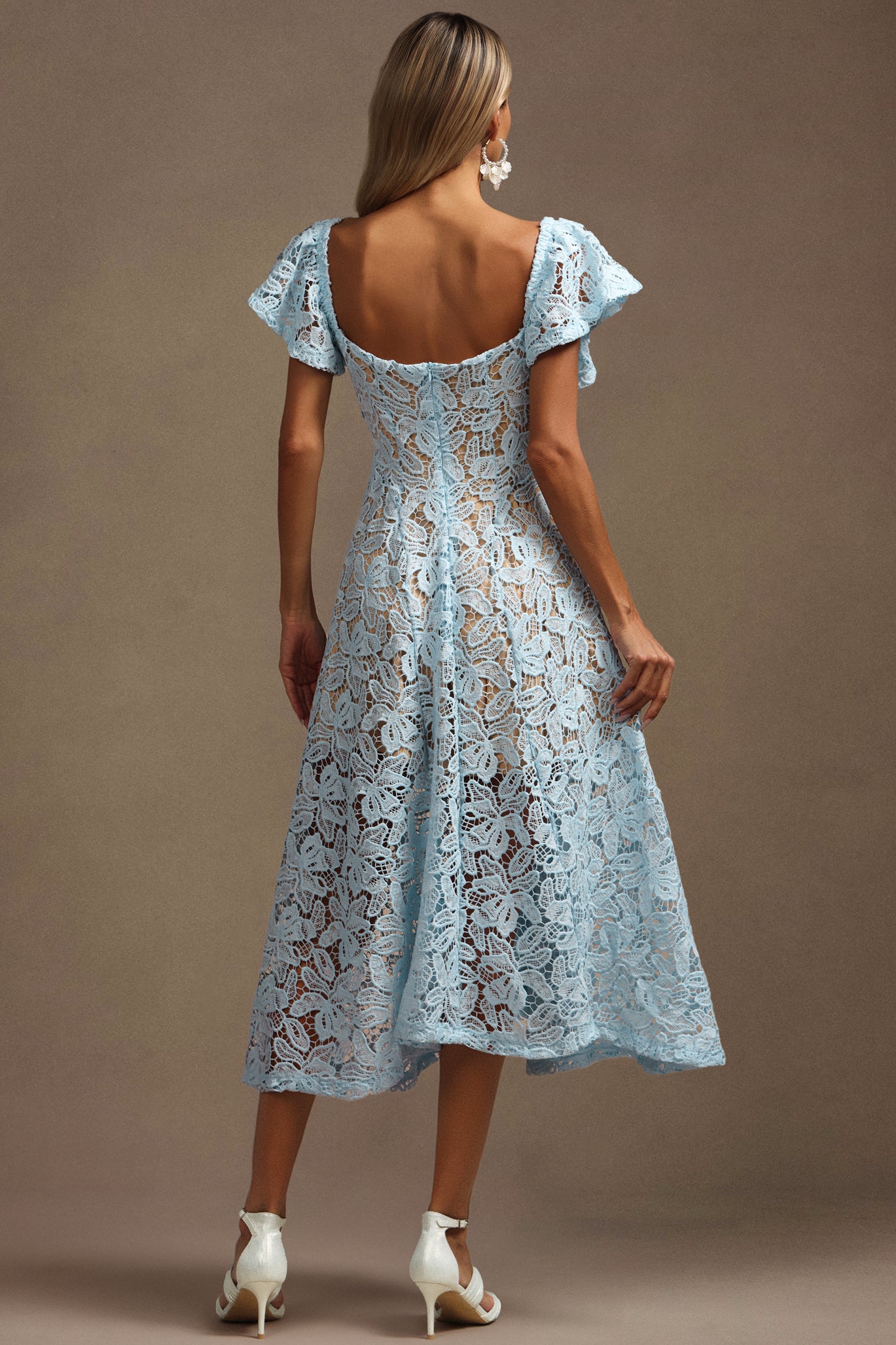 Kerenza Short Sleeves Lace Midi Dress