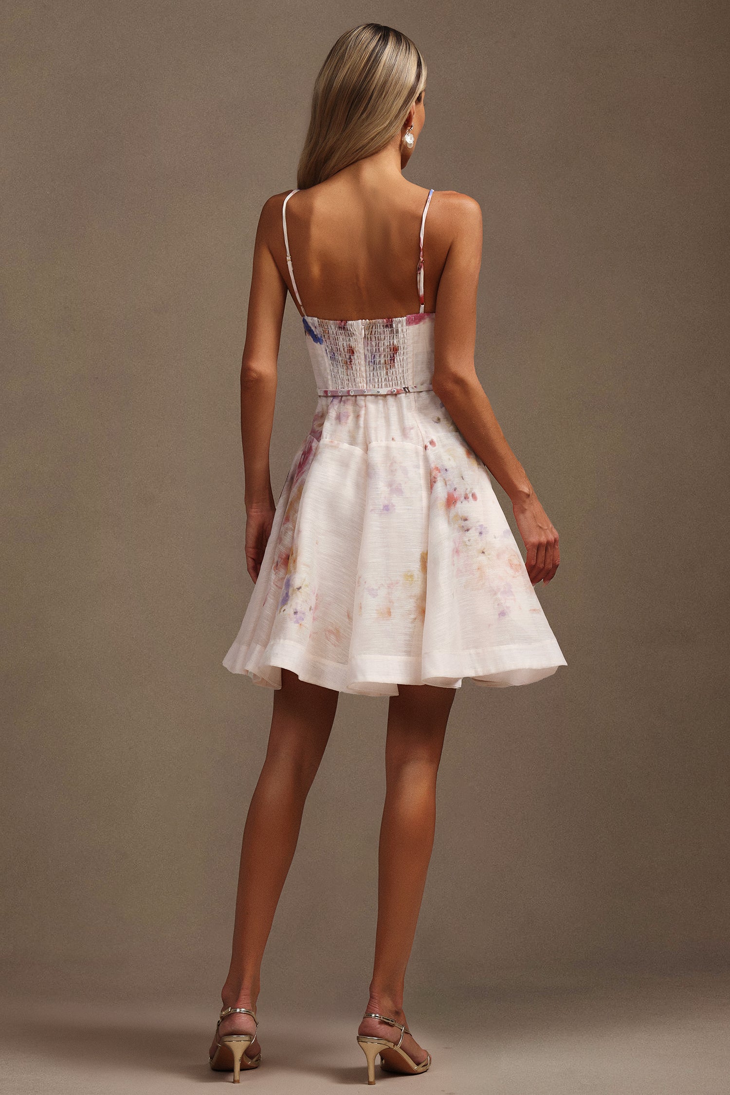 Kaliana Halter Floral Printed Hollow Out Mini Dress