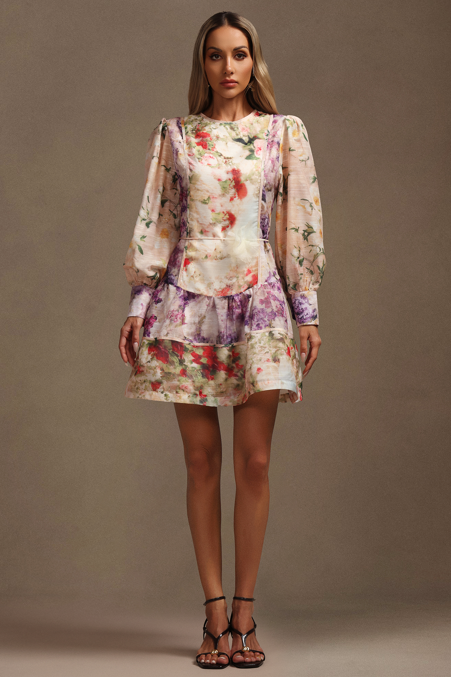 Saha Long Sleeves Floral Printed  Mini Dress