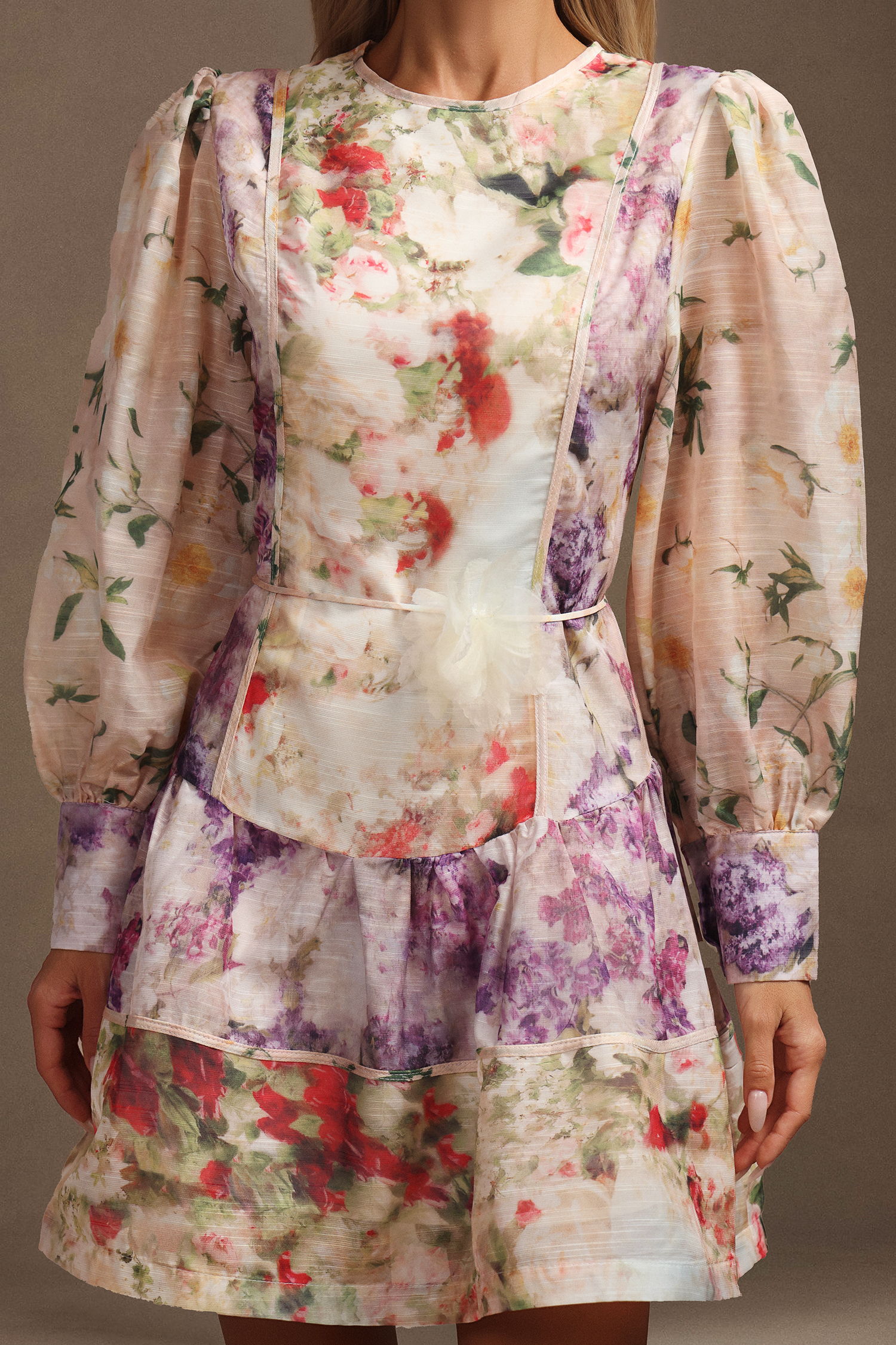 Saha Long Sleeves Floral Printed  Mini Dress