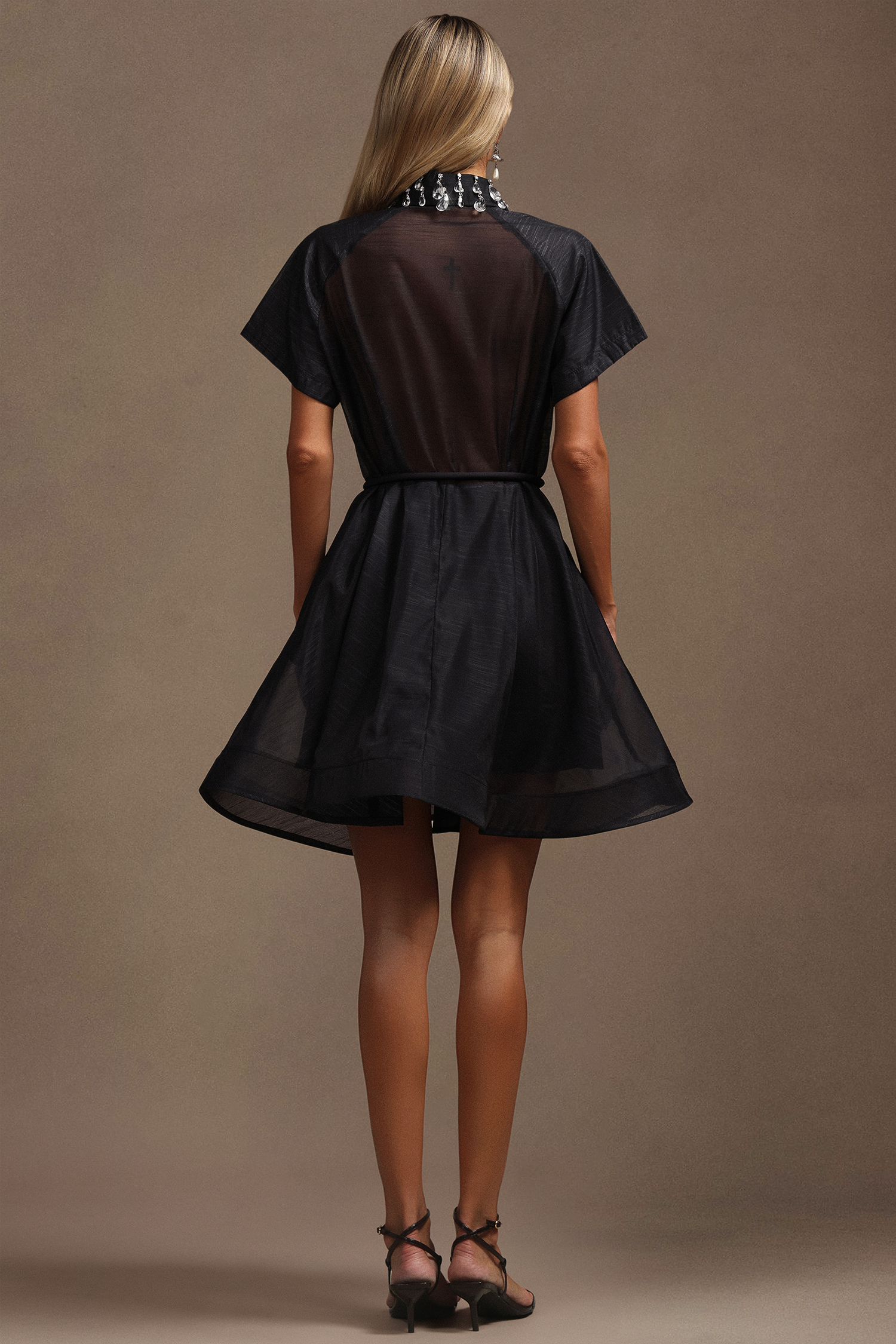 Gerianna Short Sleeves Diamond Mini Dress