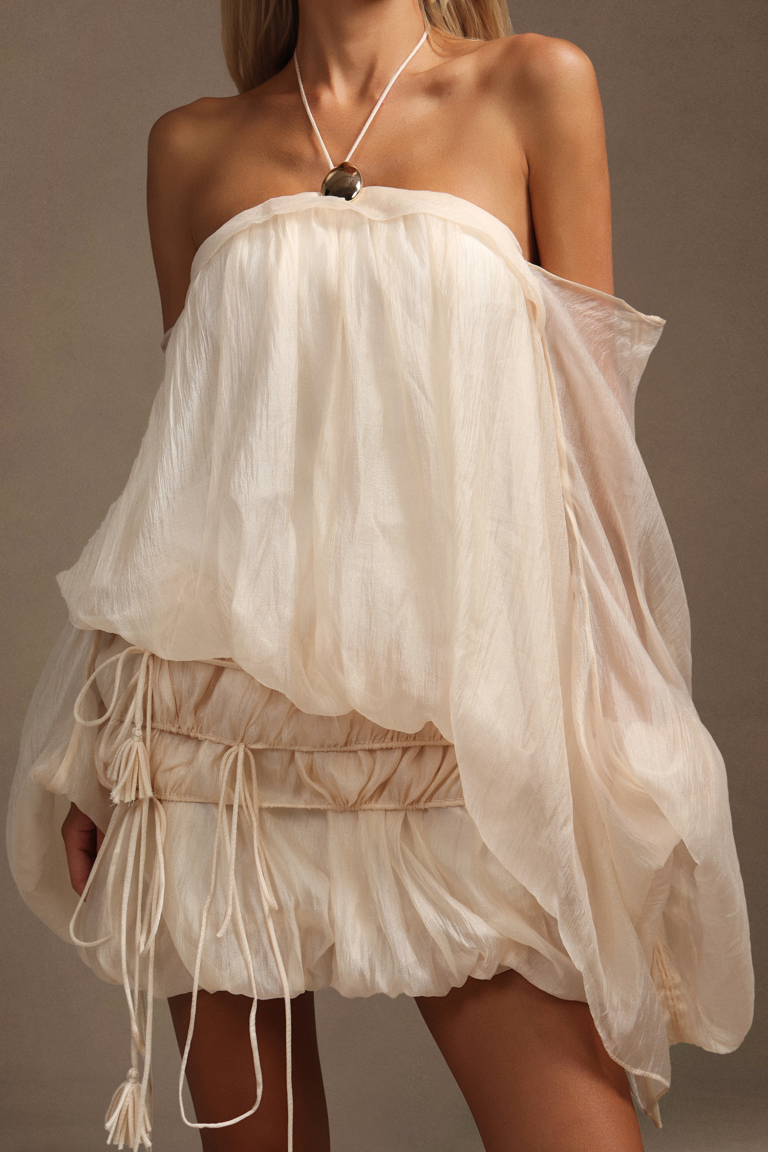 Rocelle Sleeveless Folds Puff Mini Dress