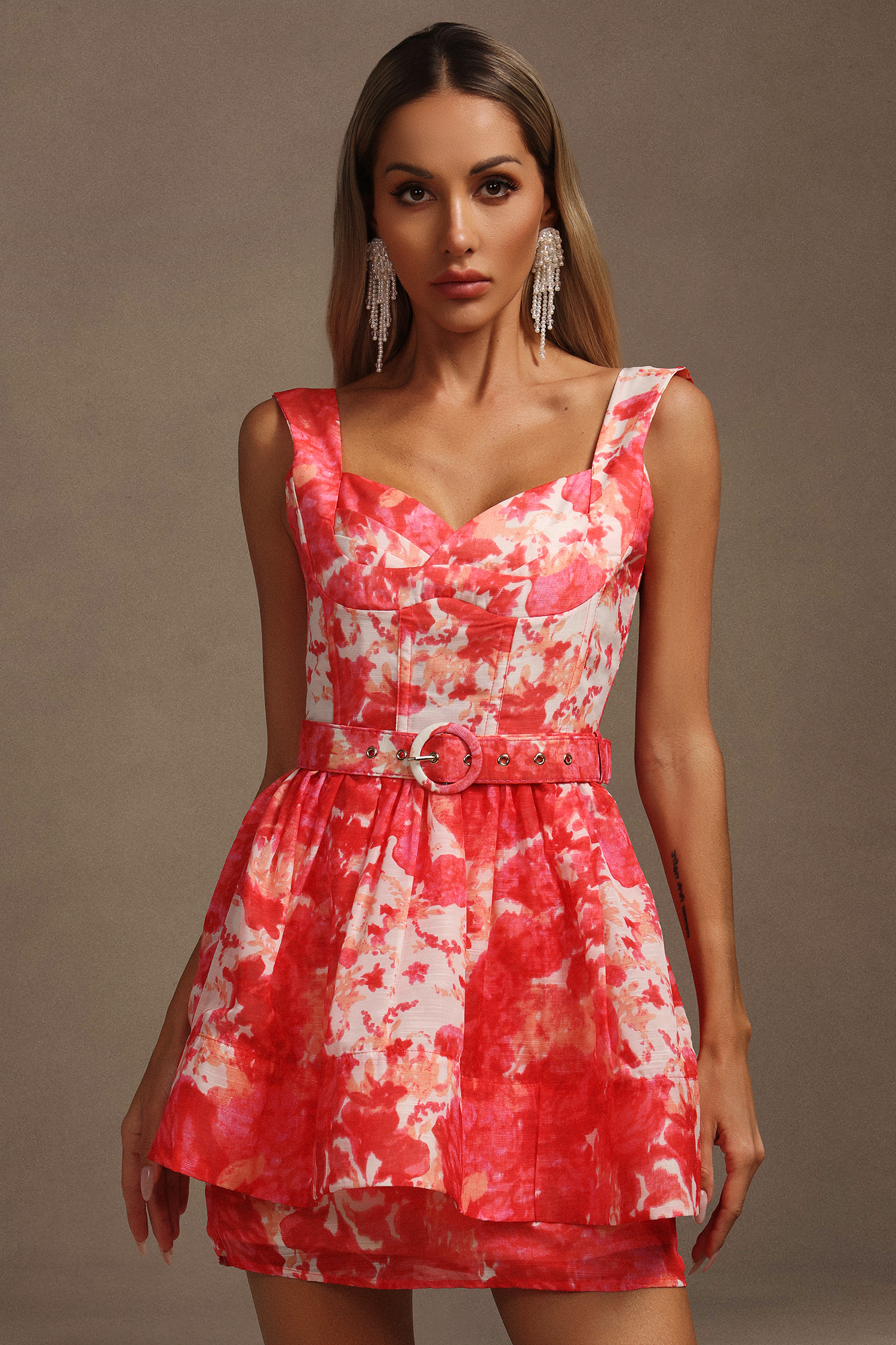 Jaxon Halter Floral Printed Mini Dress