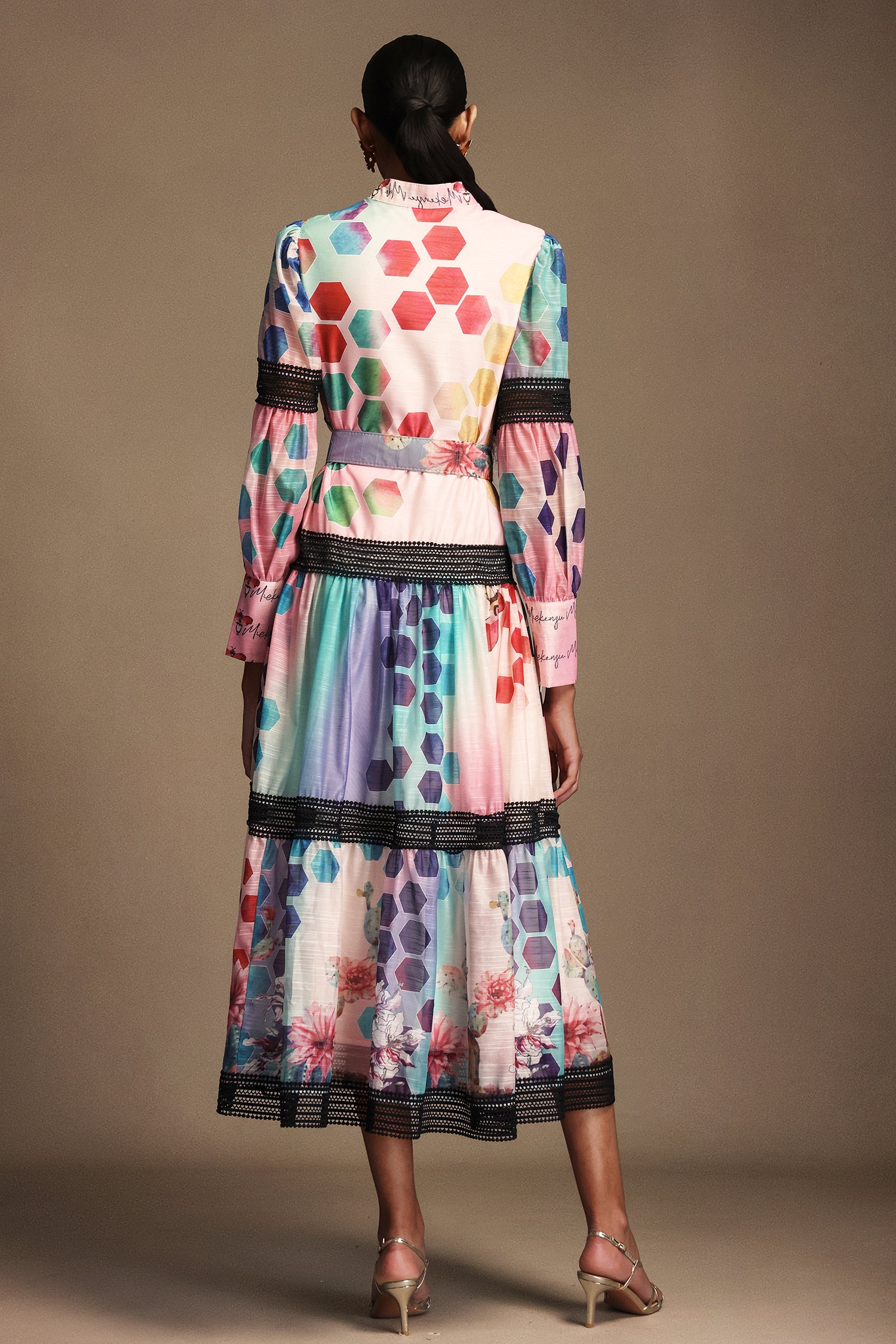 Ruth Long Sleeves Floral Printed Lace Maxi Dress