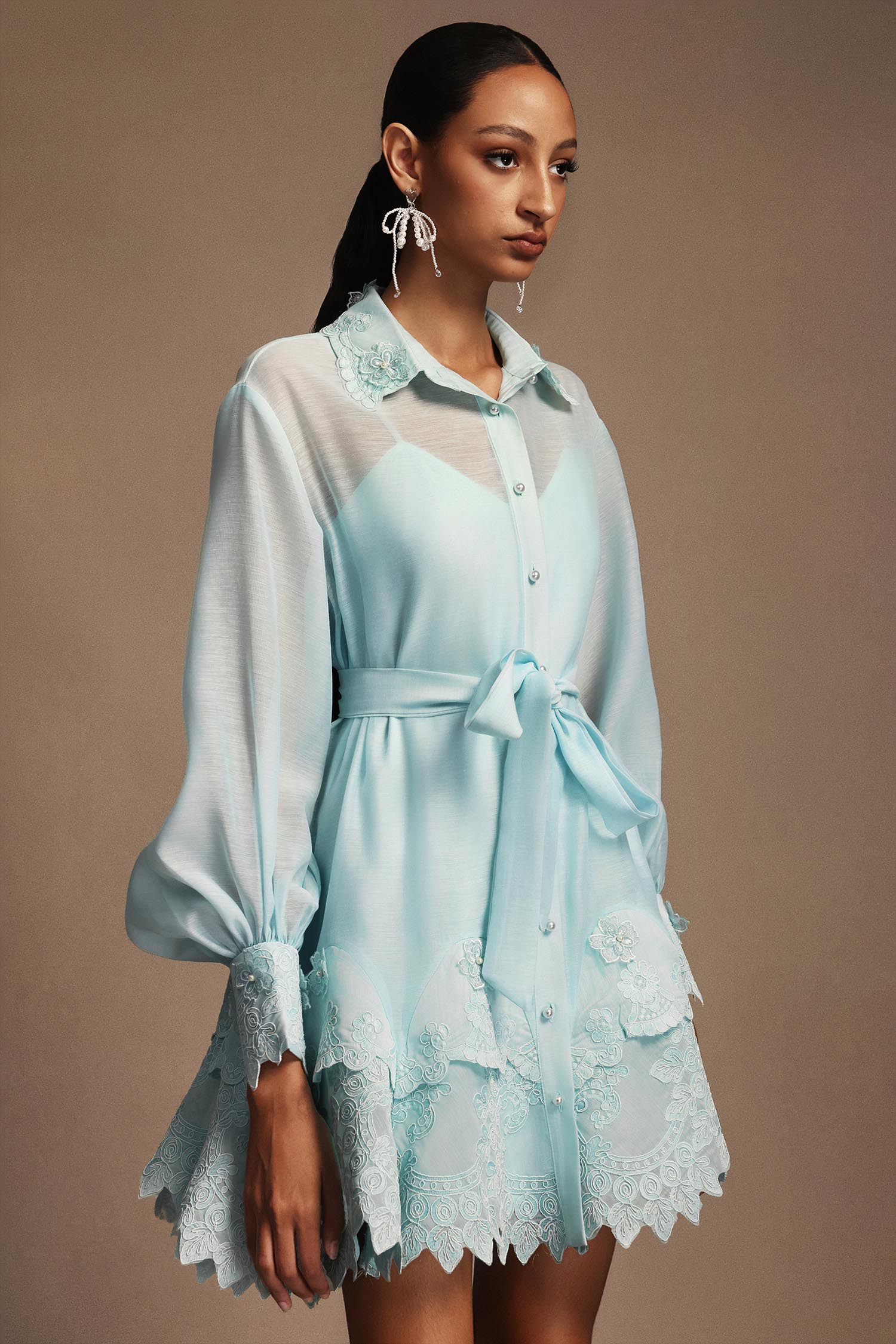 Lucifa Long Sleeves Lace Mini Dress