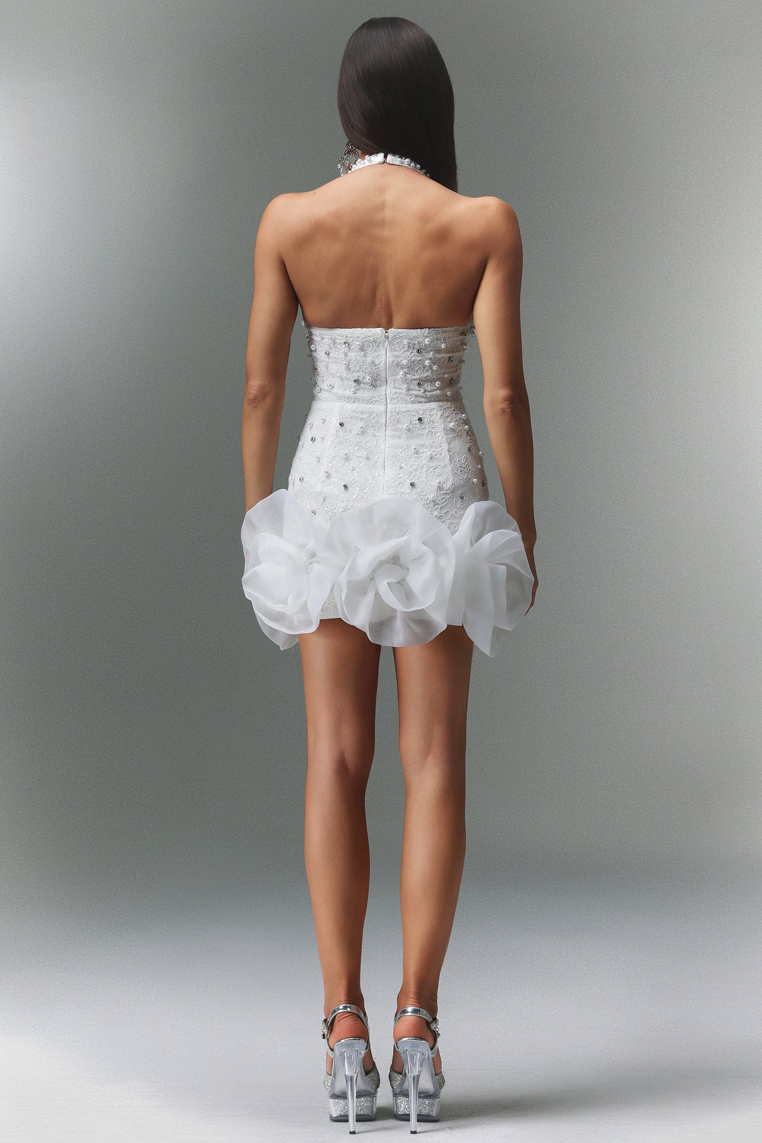 Tove Sleeveless V-neck Diamond Flowers Mini Dress