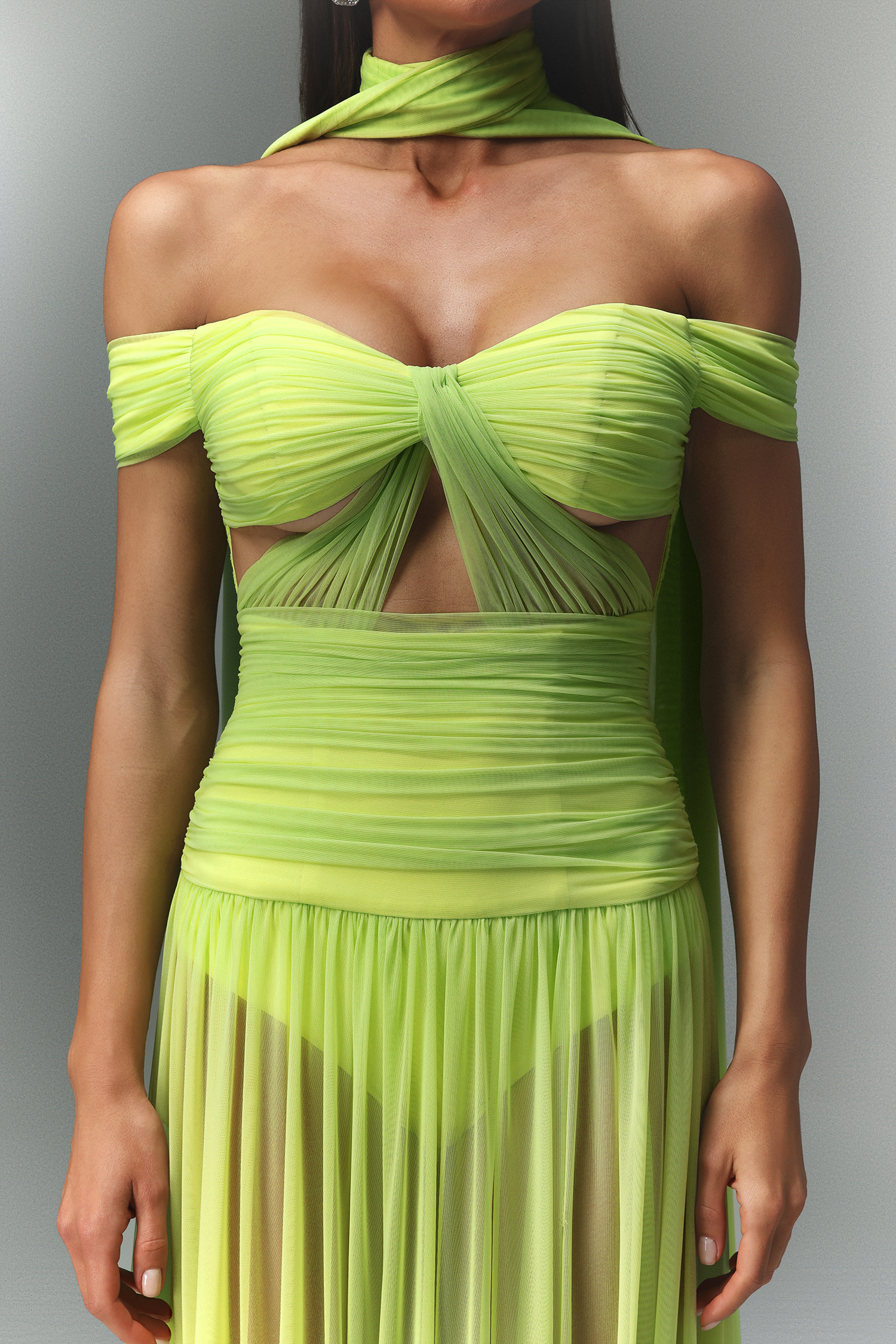 Peoph Off-The-Shoulder Hollowed Out Maxi Dress