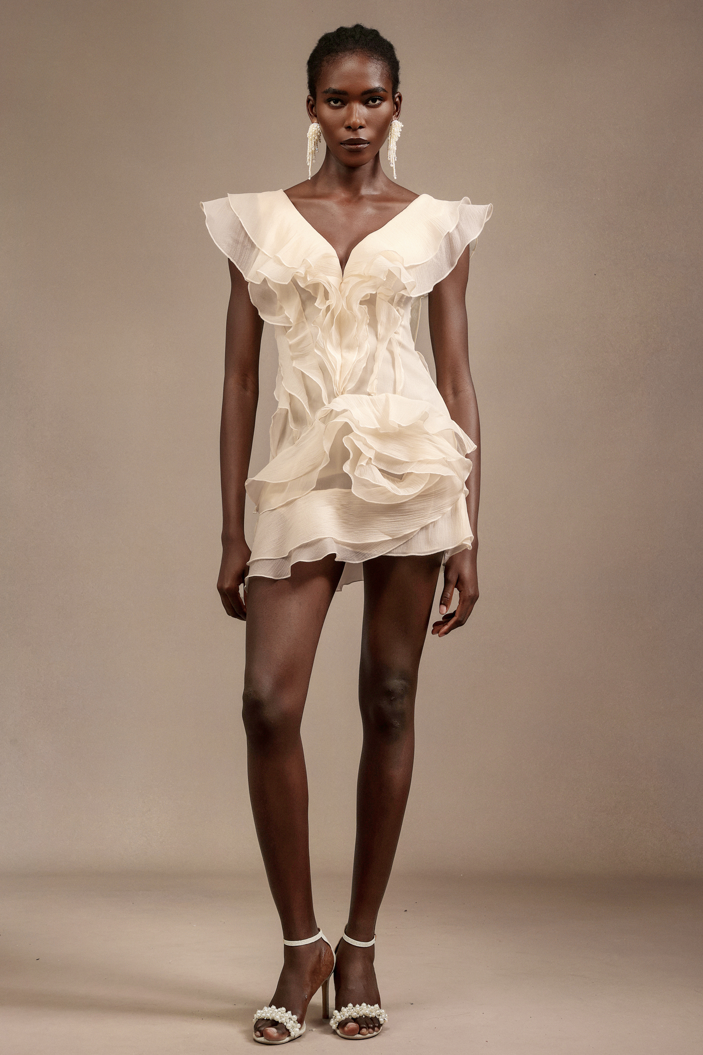 Loulia V-Neck Sleeveless Folds Mini Dress