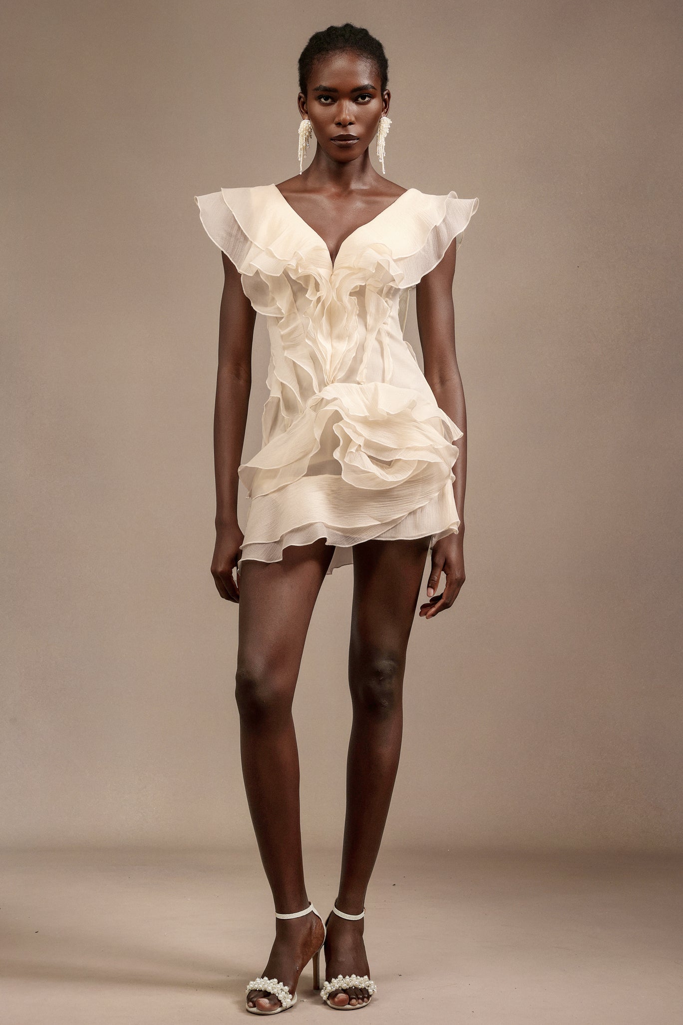 Loulia V-Neck Sleeveless Folds Mini Dress