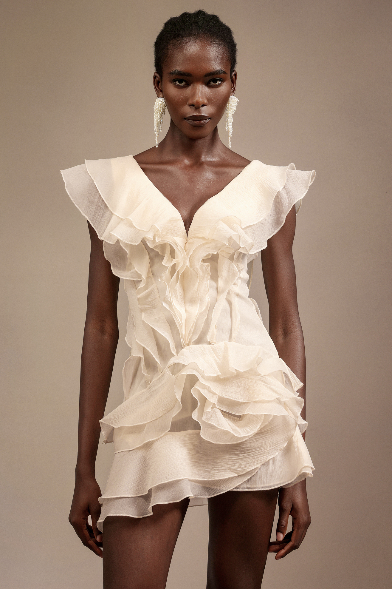 Loulia V-Neck Sleeveless Folds Mini Dress