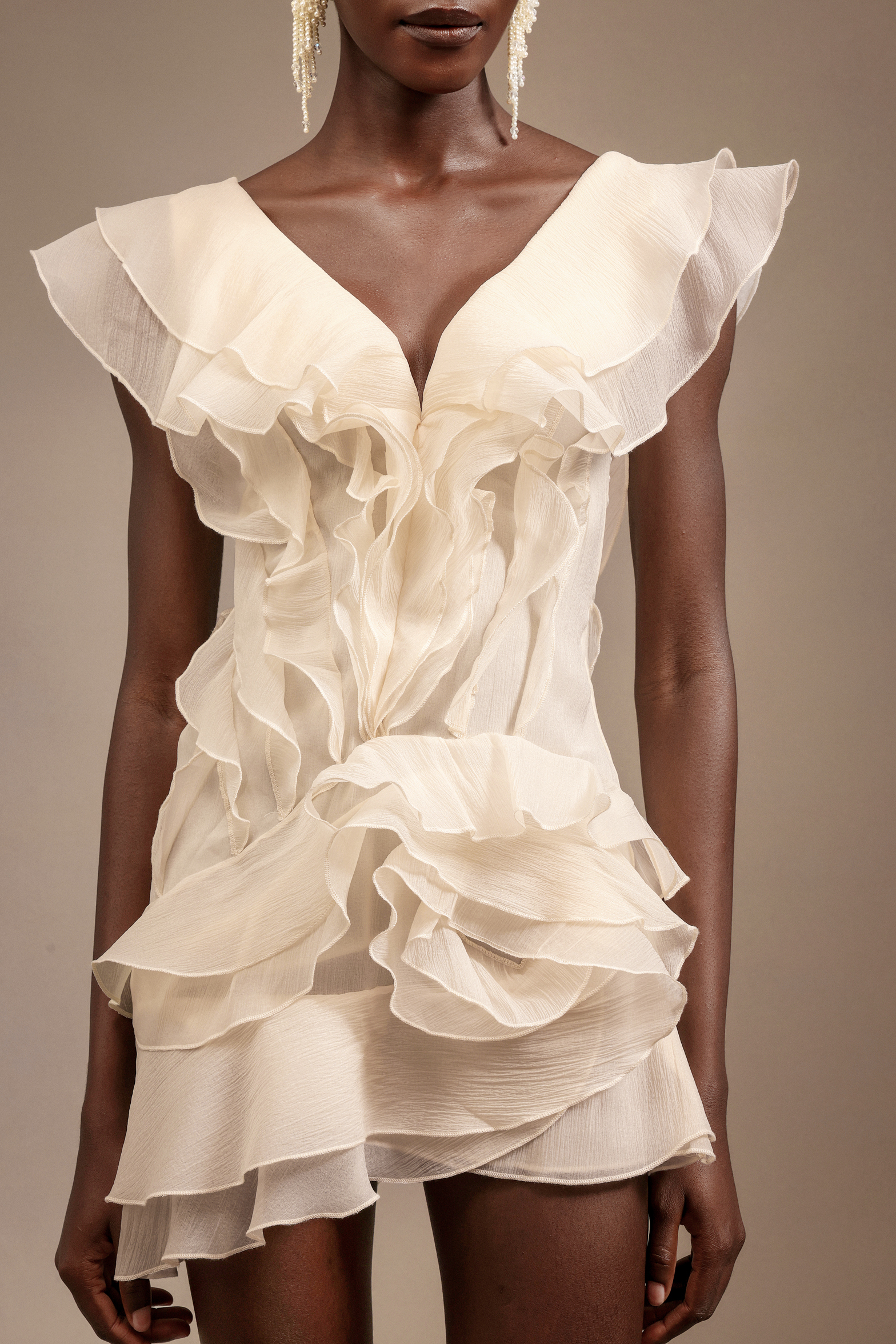 Loulia V-Neck Sleeveless Folds Mini Dress