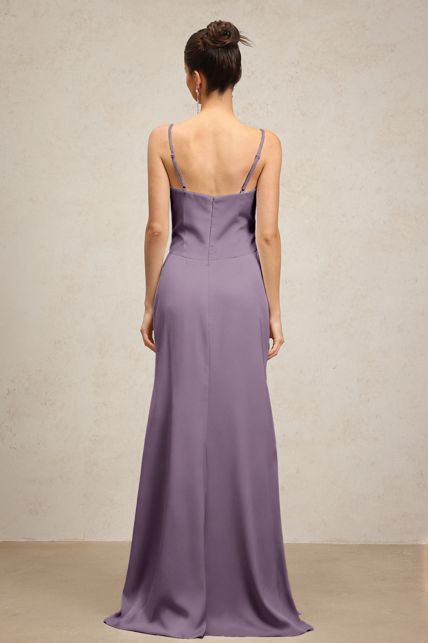 Yvonne Sleeveless V-Neck Flowers Flounce Purple Maxi Dress
