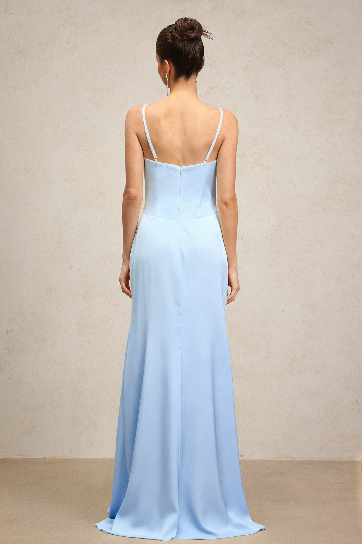 Yvonne Sleeveless V-Neck Flowers Flounce Blue Maxi Dress