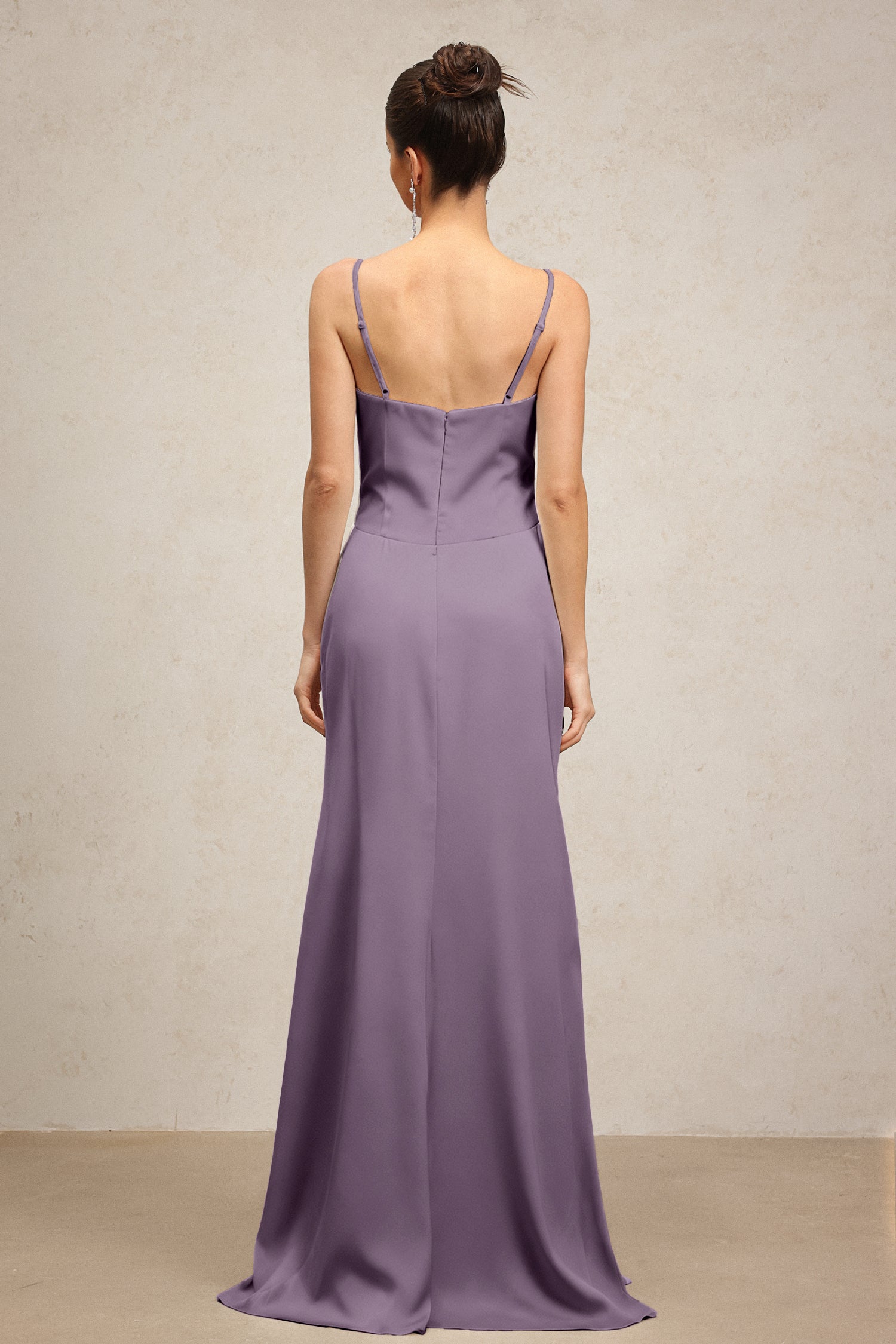 Yvonne Sleeveless V-Neck Flowers Flounce Purple Maxi Dress