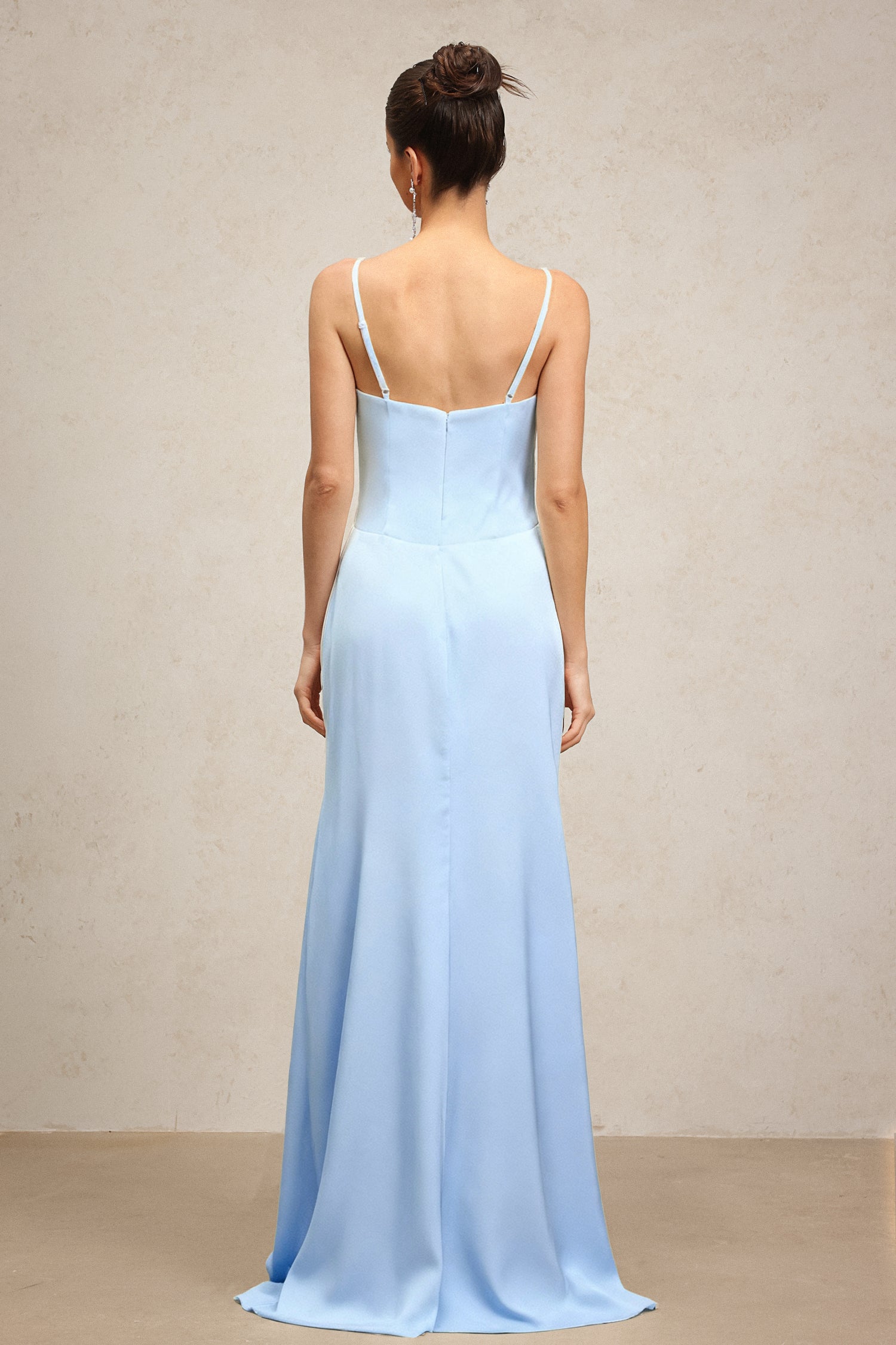 Yvonne Sleeveless V-Neck Flowers Flounce Blue Maxi Dress