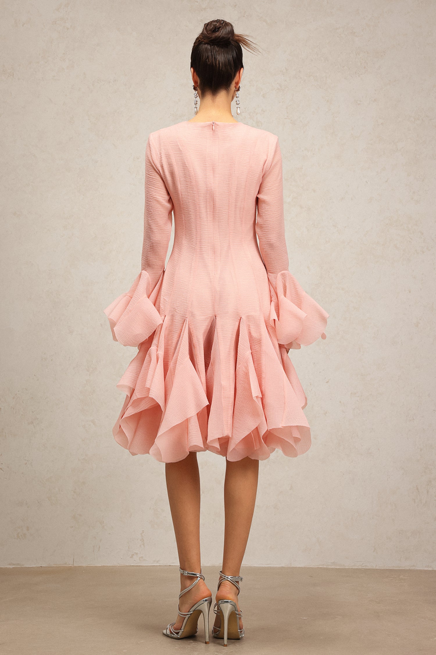 Winnie Long Sleeves Folds Midi Dress