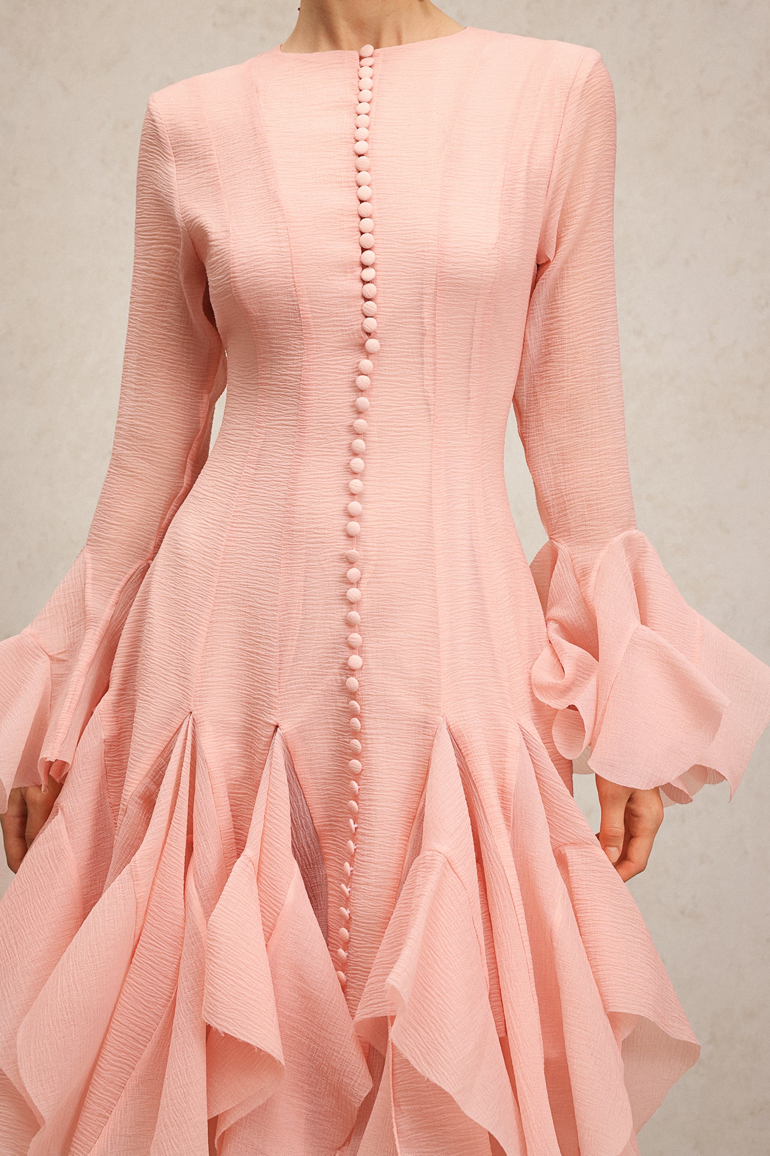 Winnie Long Sleeves Folds Midi Dress