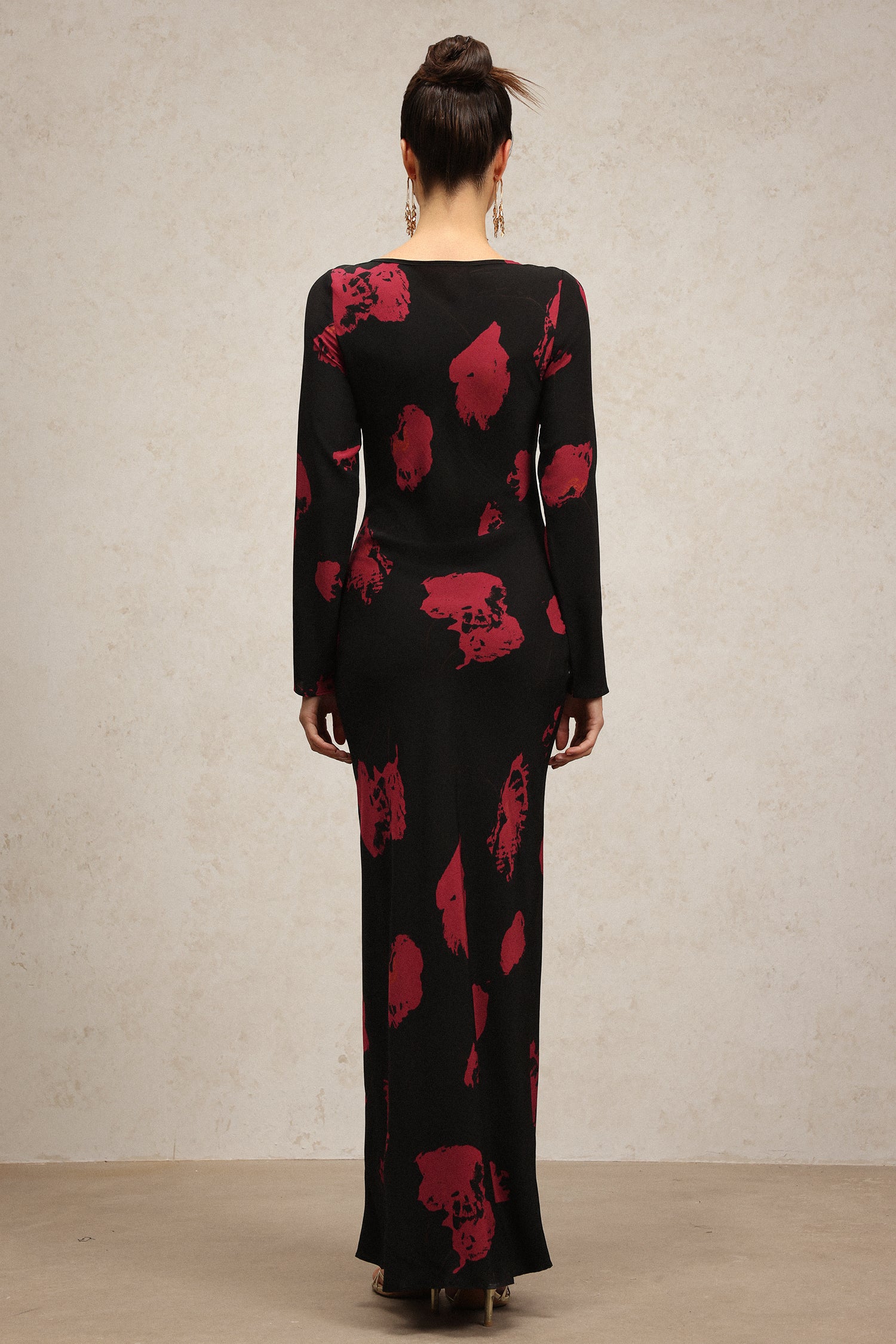 Monroe Long Sleeve V-Neck Printing Maxi Dress