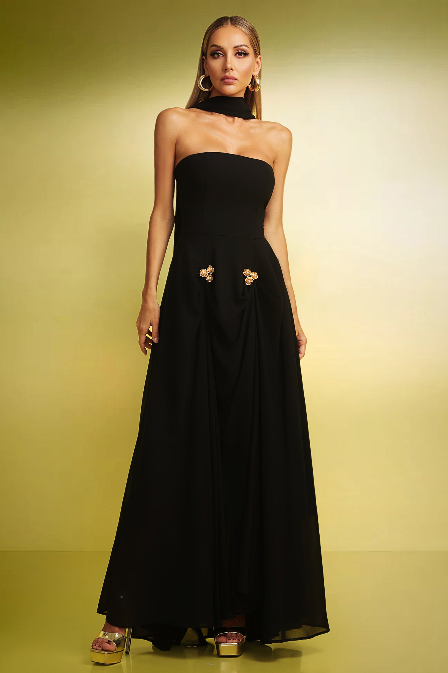 Siara Ribbon Strapless Maxi Dress