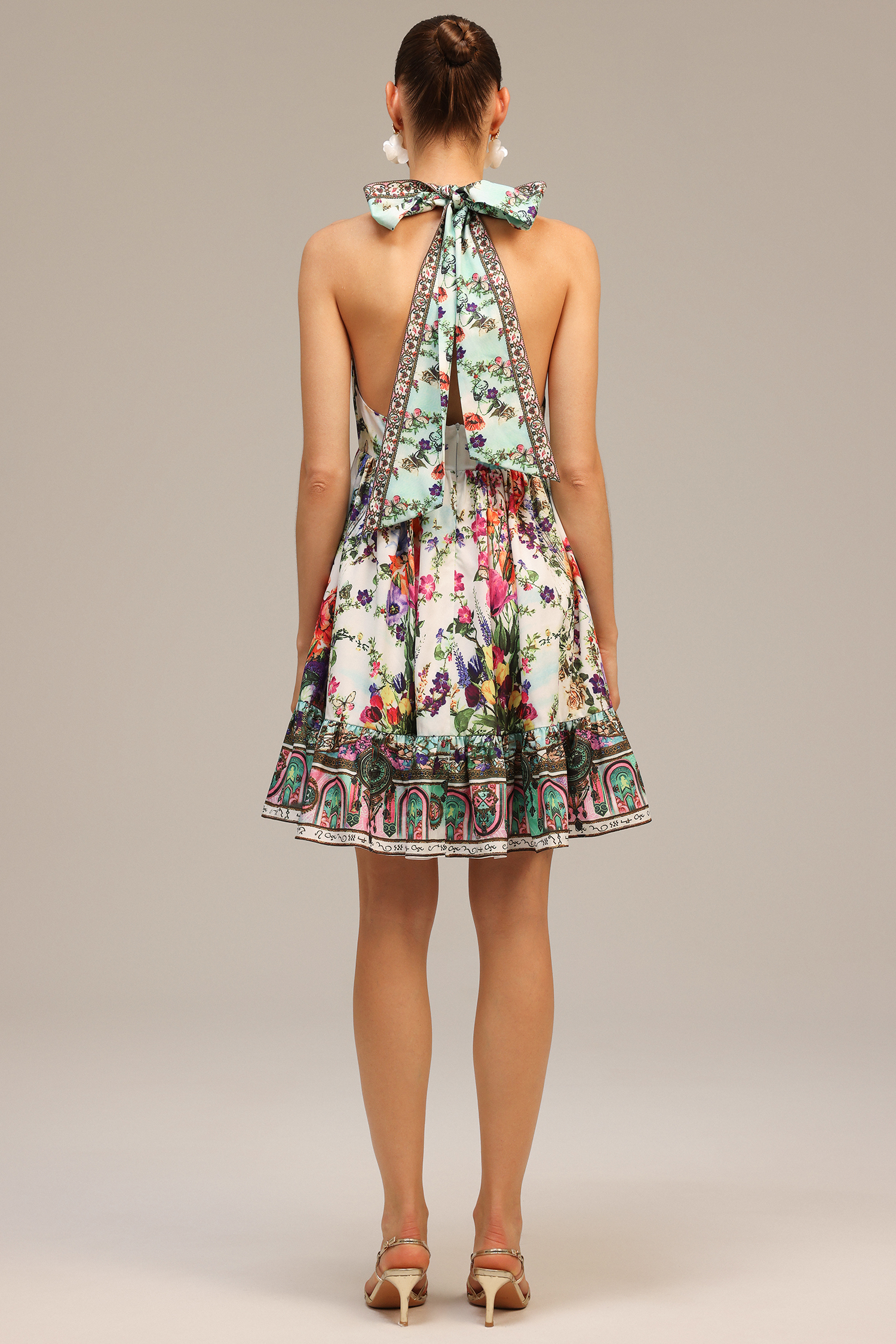 Emier V-neck Floral Printed Mini Dress