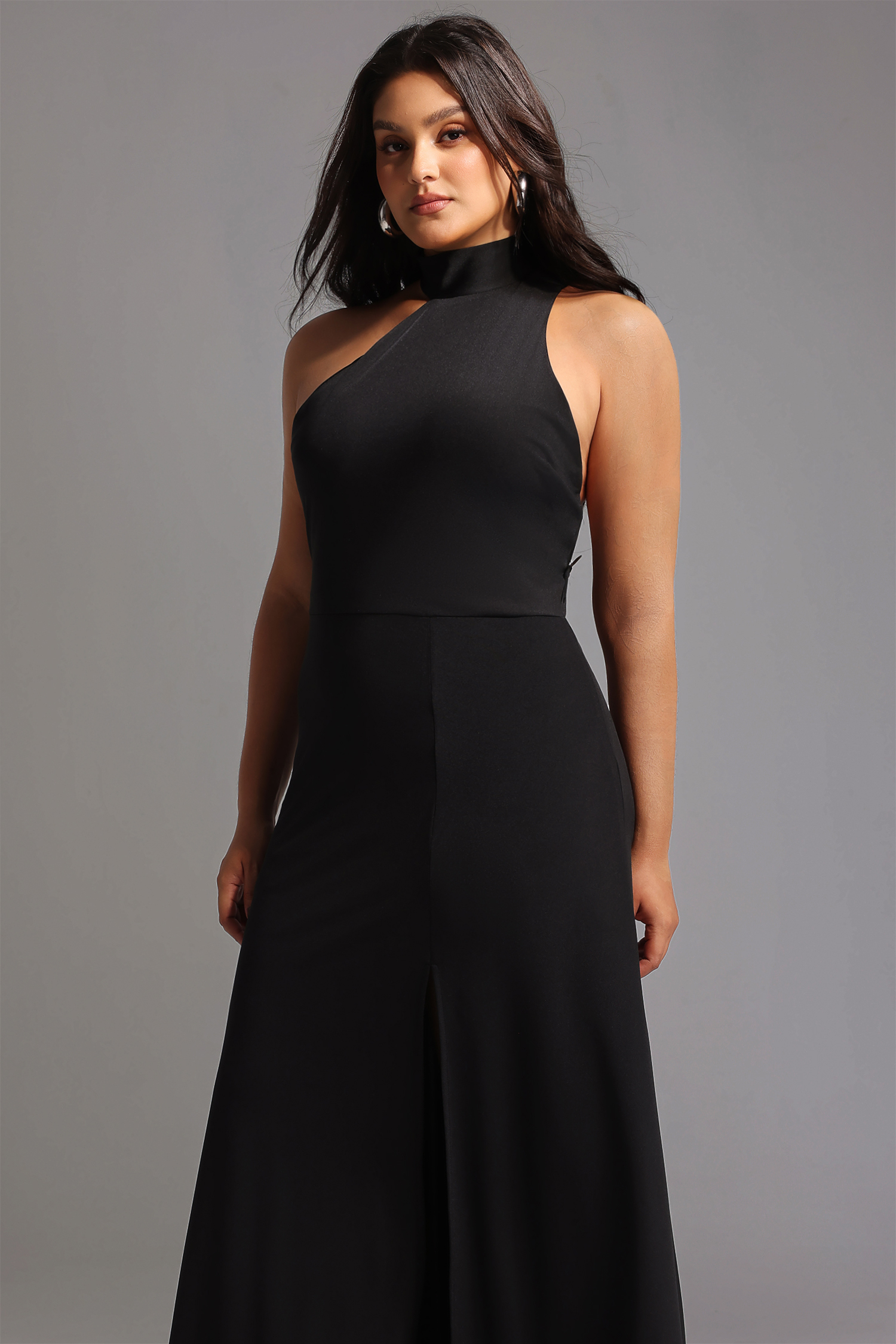 Ursula Halter One Shoulder Slit Maxi Dress