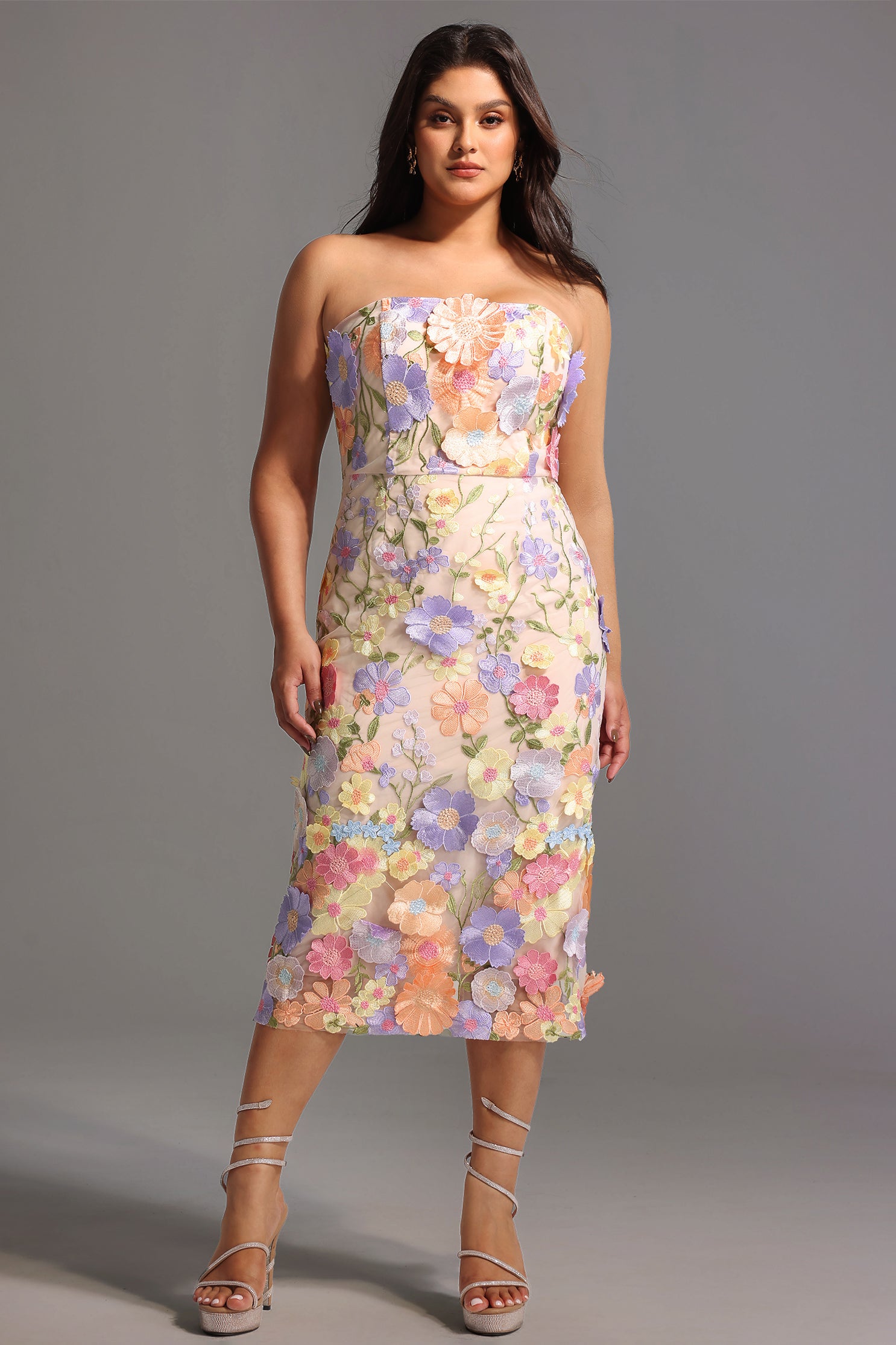 Fala Embroidered Strapless Dress