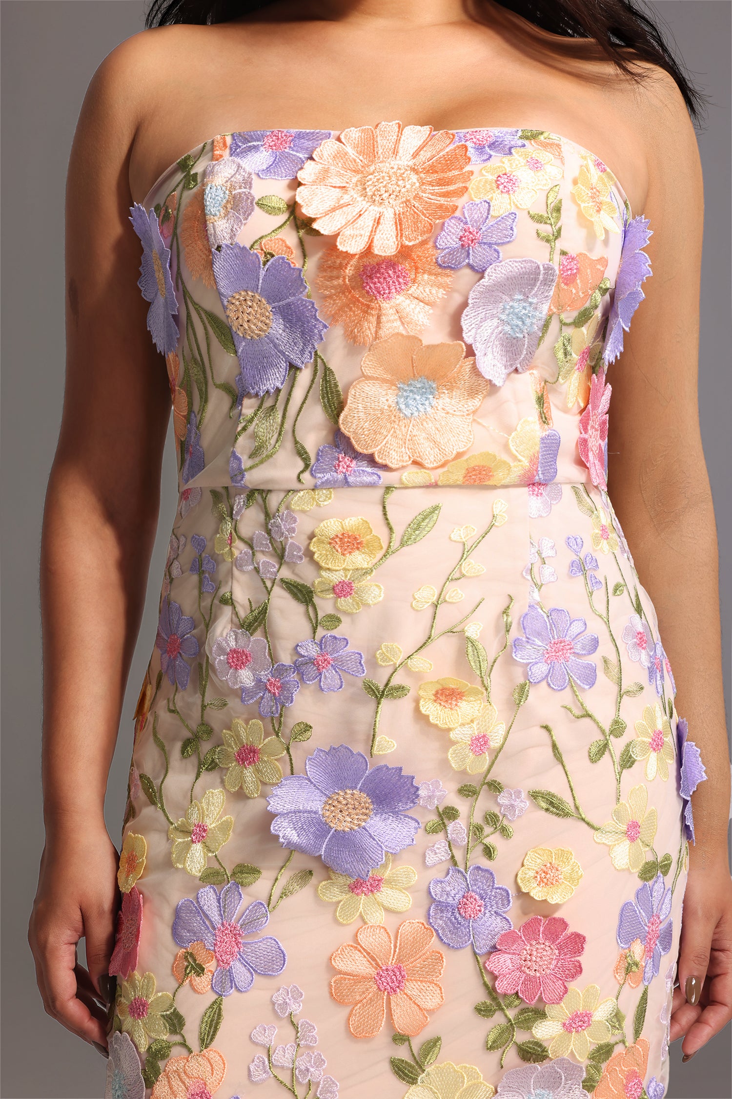 Fala Embroidered Strapless Dress