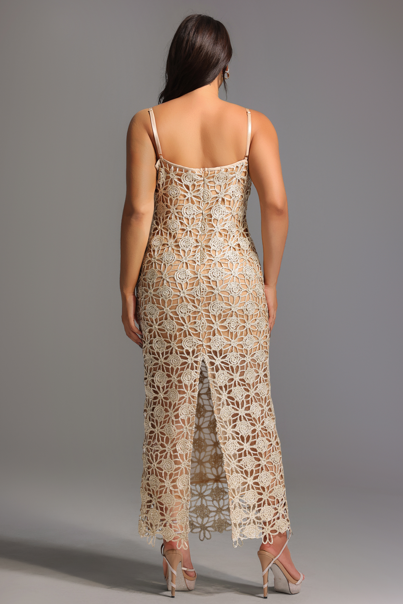 Lelia Sleeveless Hollow Out Slit Midi Dress