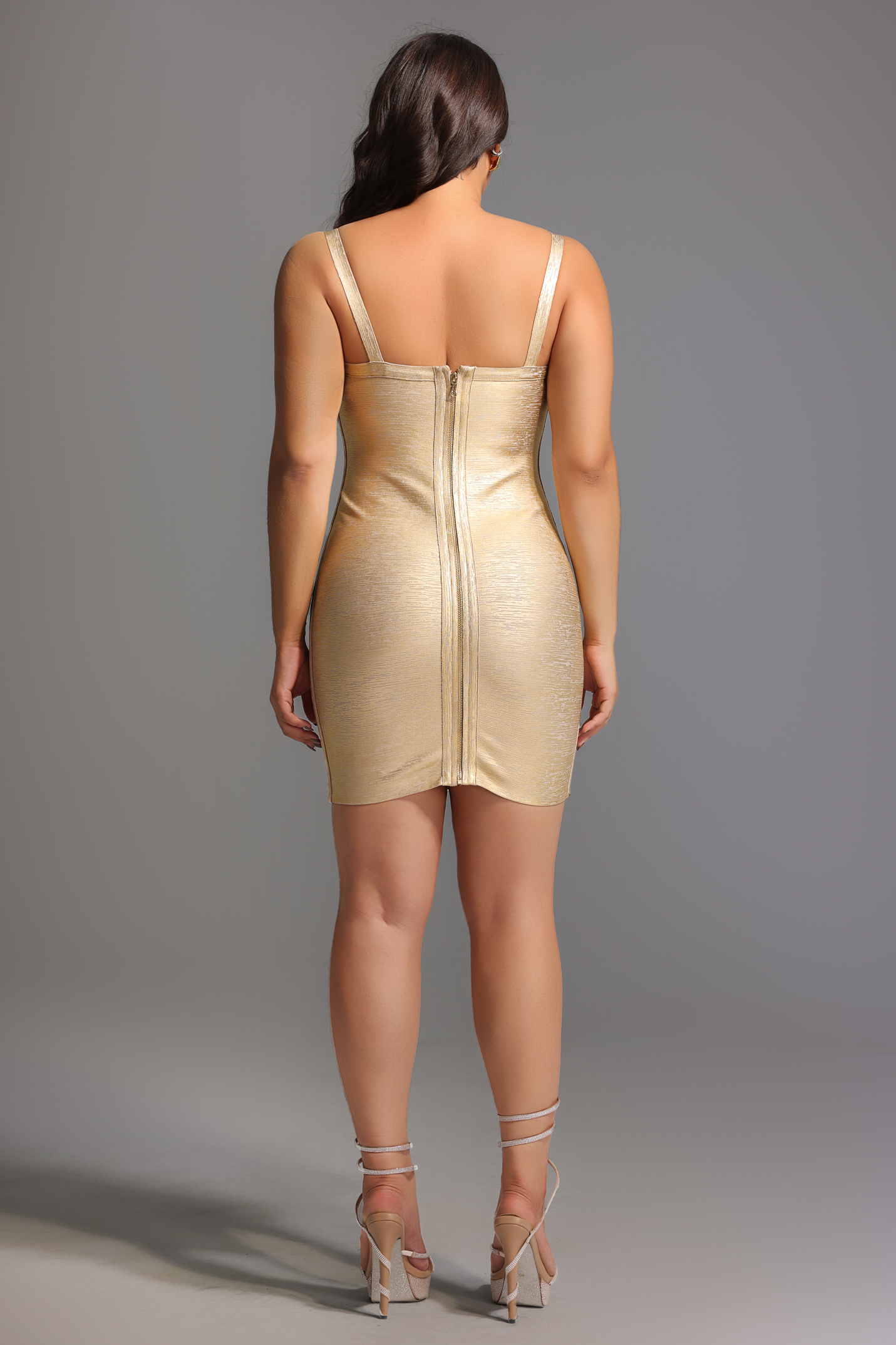 Maryam Metallic Gold Cocktail Dress