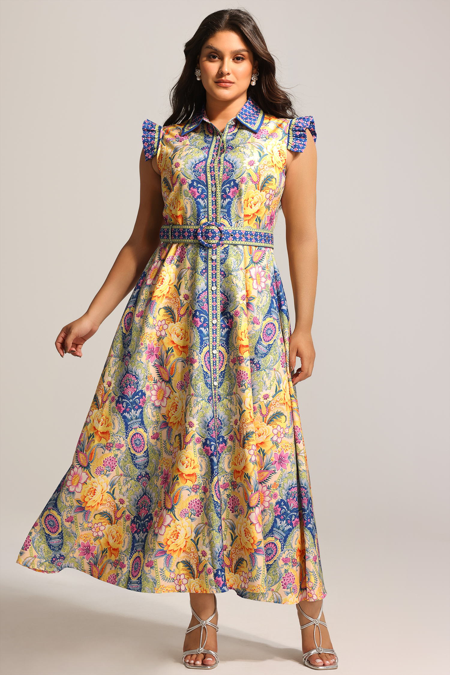 Naida Floral Printed Sleeveless Maxi Dress