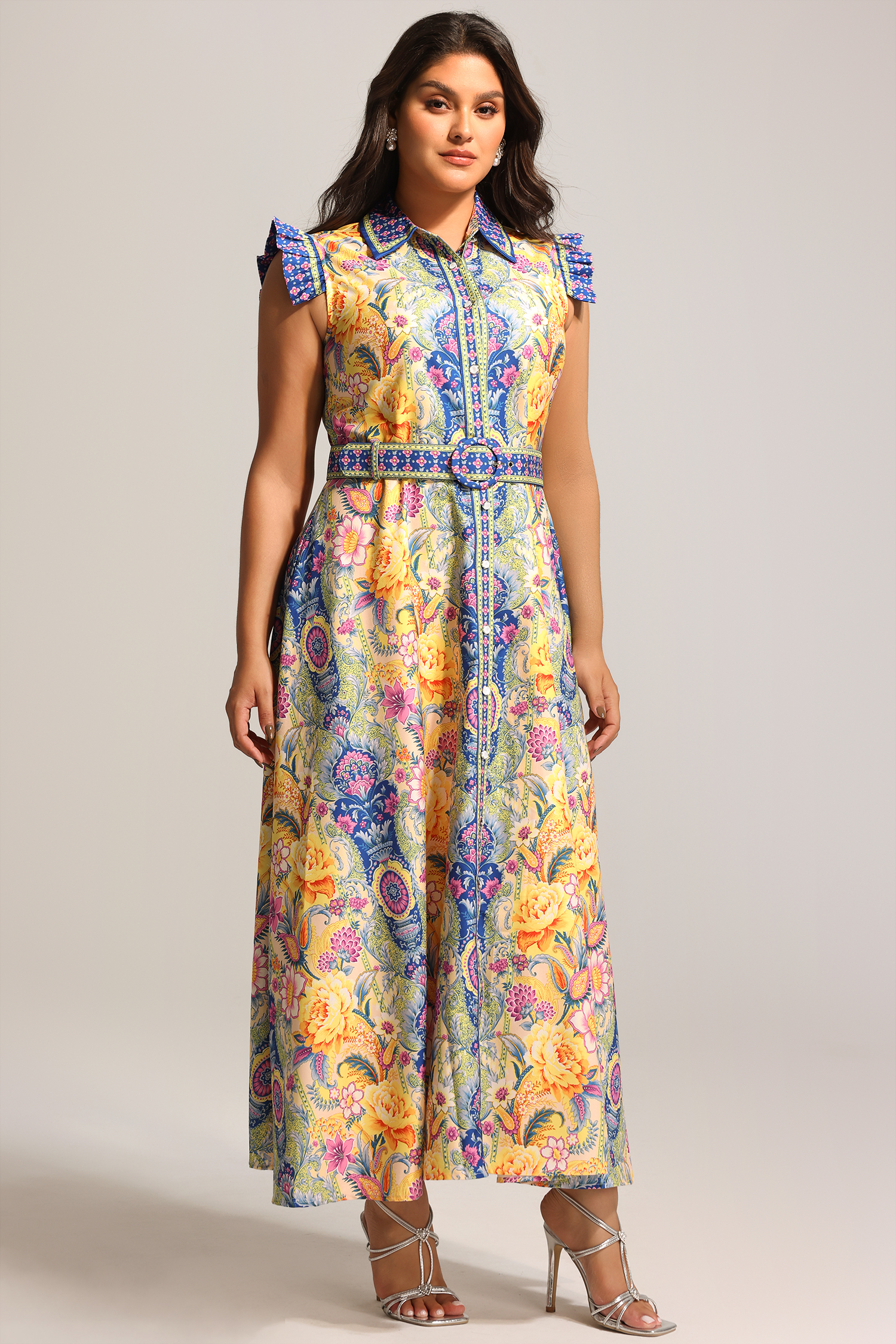 Naida Floral Printed Sleeveless Maxi Dress