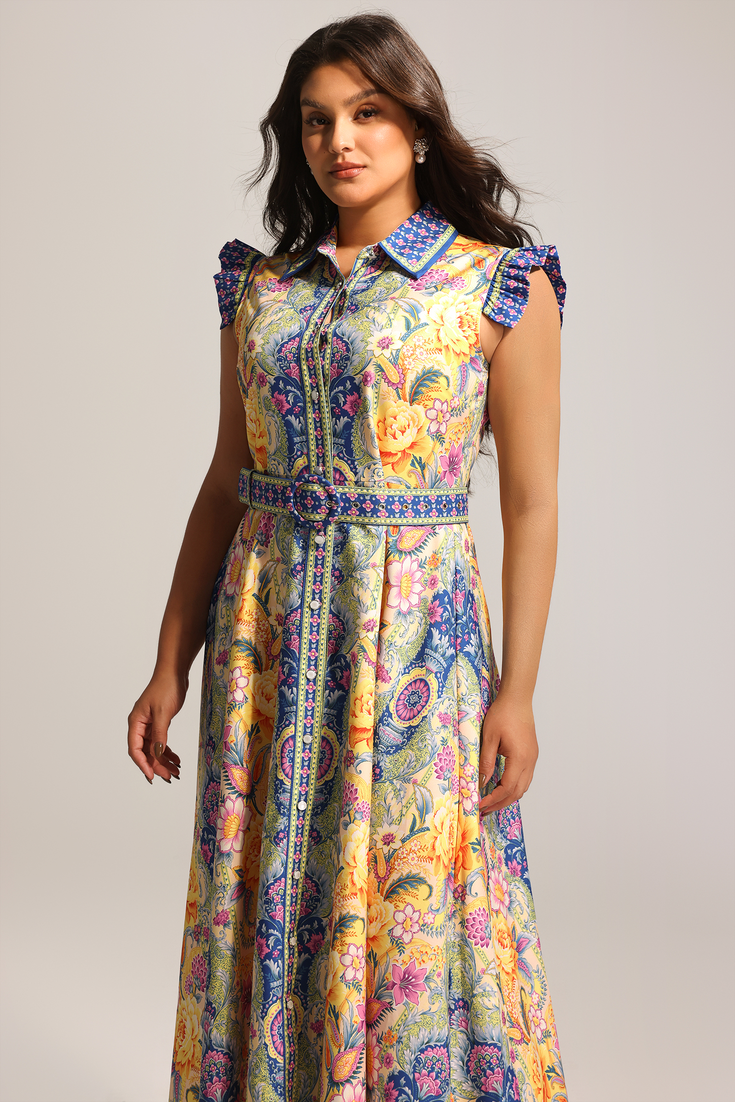 Naida Floral Printed Sleeveless Maxi Dress