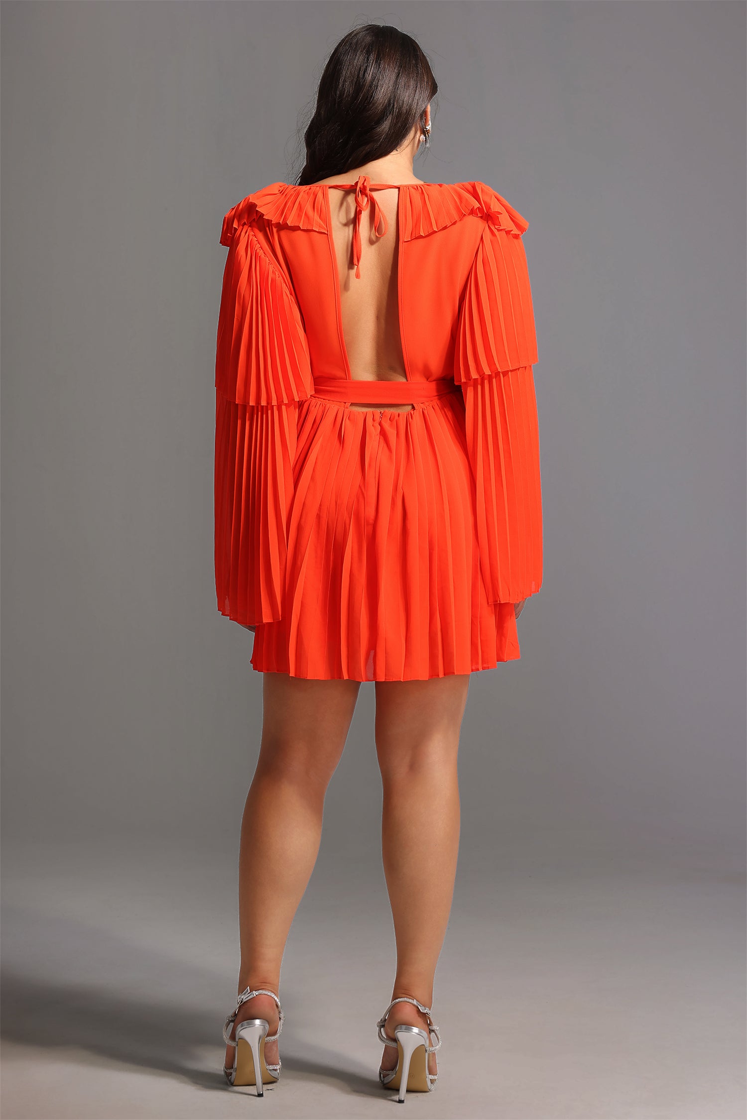 Lizew Pleated Mini Dress