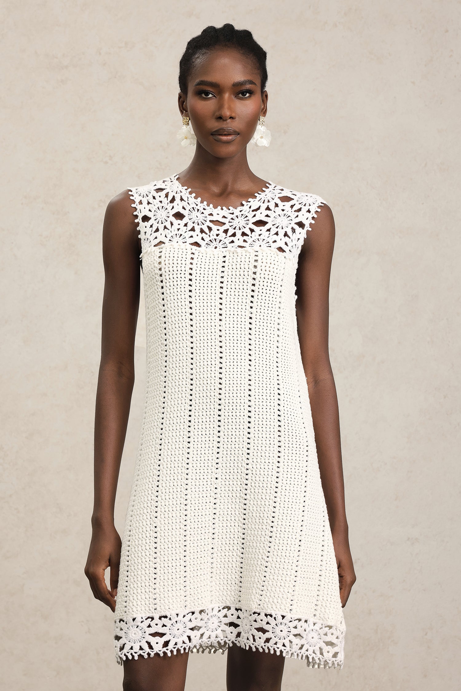 Samson Sleeveless Flowers Lace Mini Dress