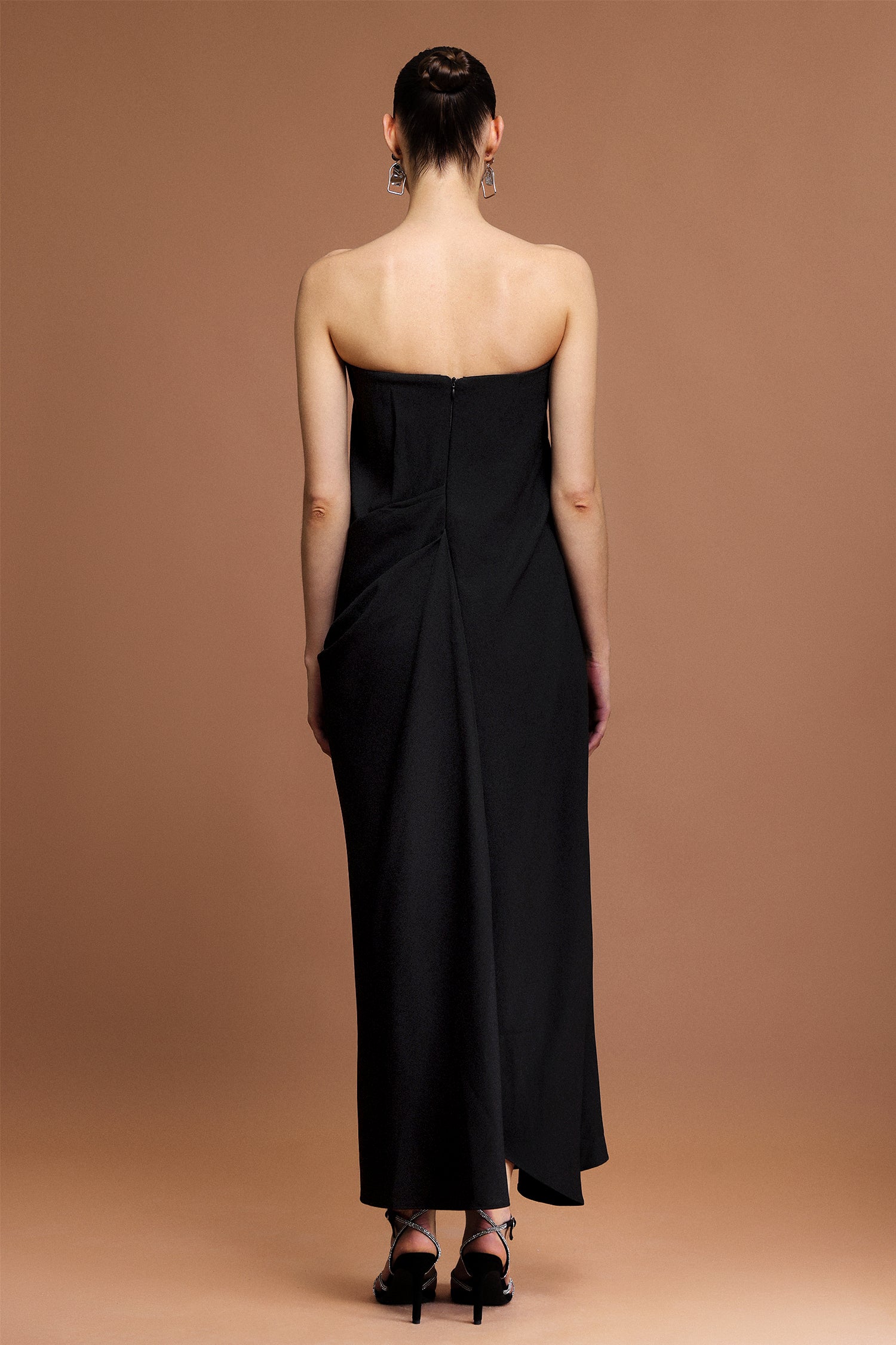 Martine Sleeveless Folds Asymmetric Maxi Dress