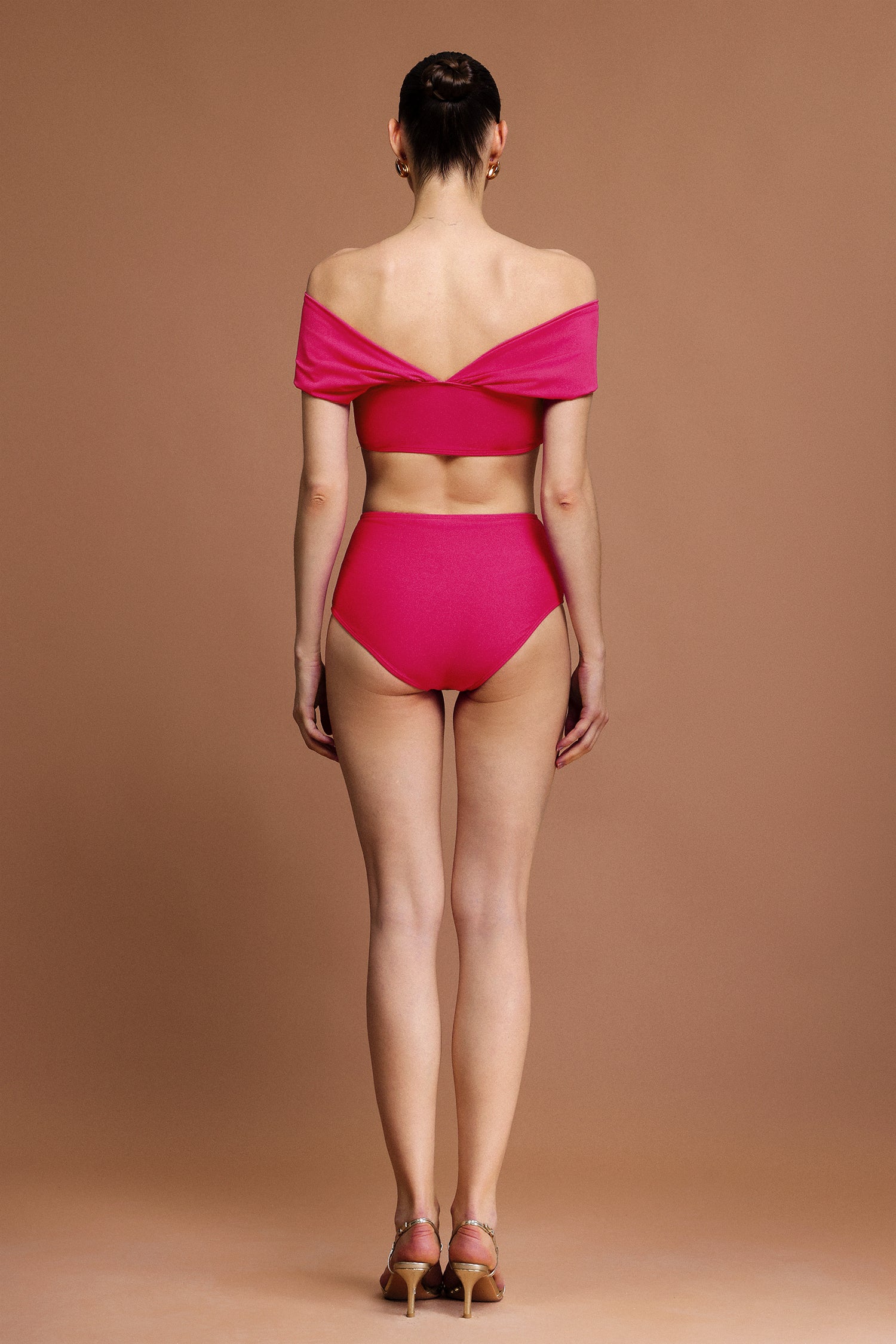 Ekala Off-The-Shoulder Folds Mini Swimwear Two-Piece Set