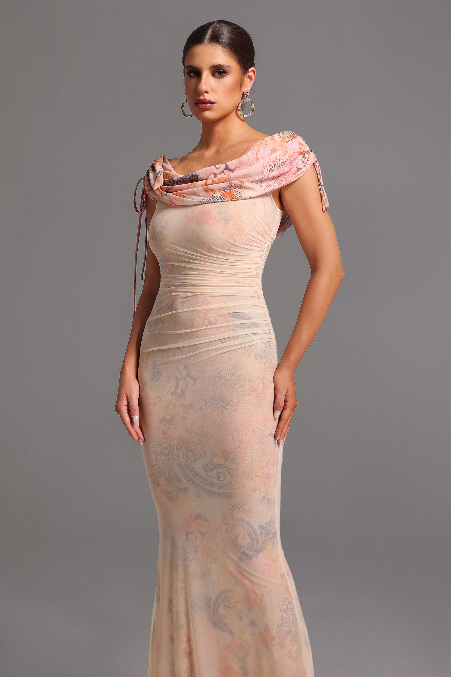 Sorel Off-the-Shoulder Bows Maxi Dress