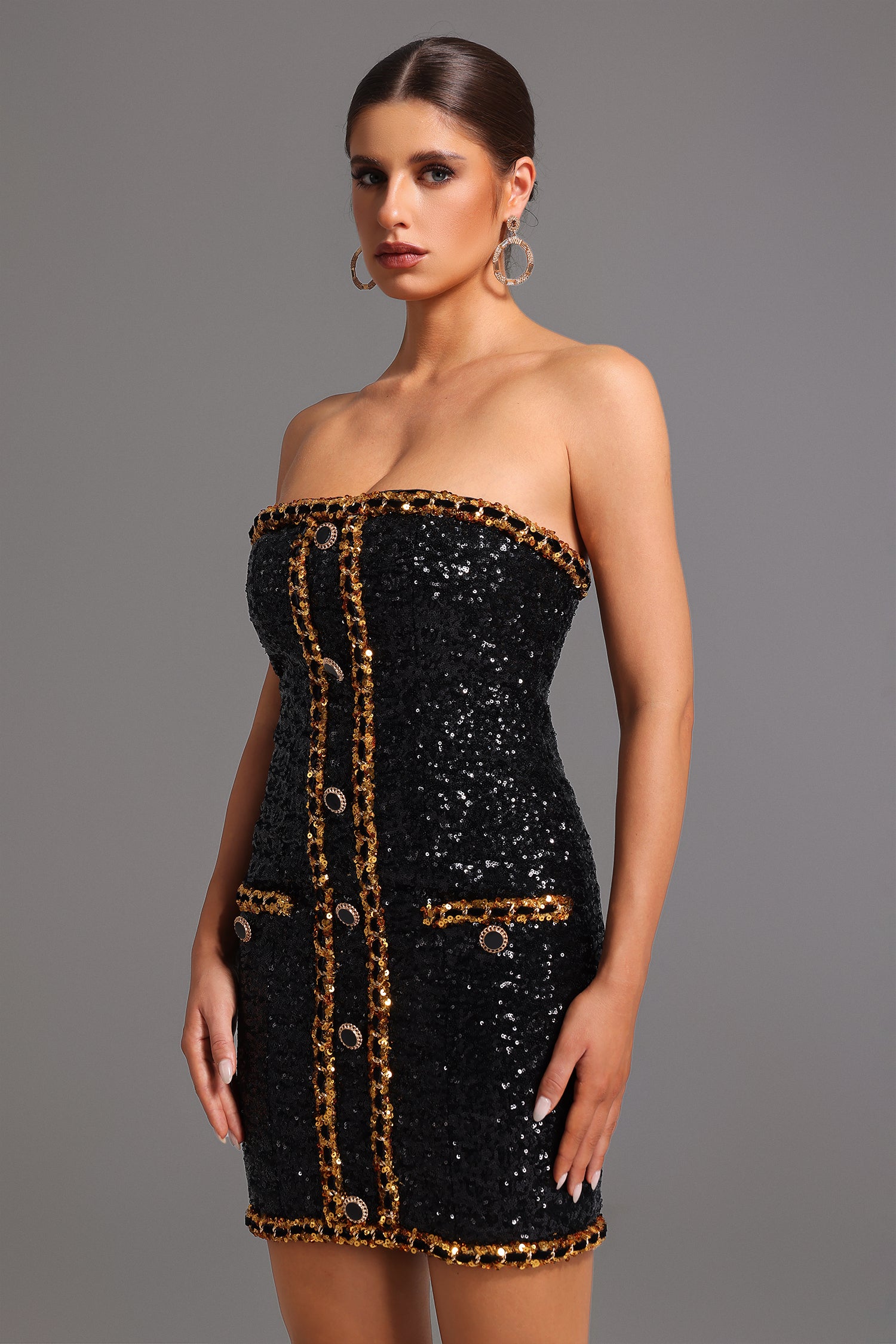 Shaha Strapless Sequins Mini Dress