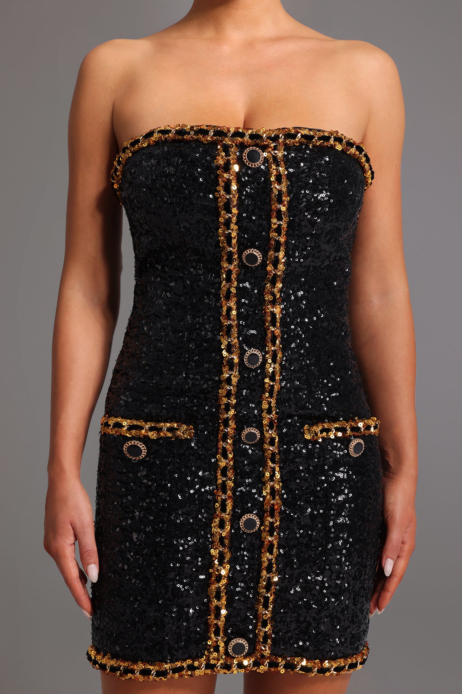Shaha Strapless Sequins Mini Dress
