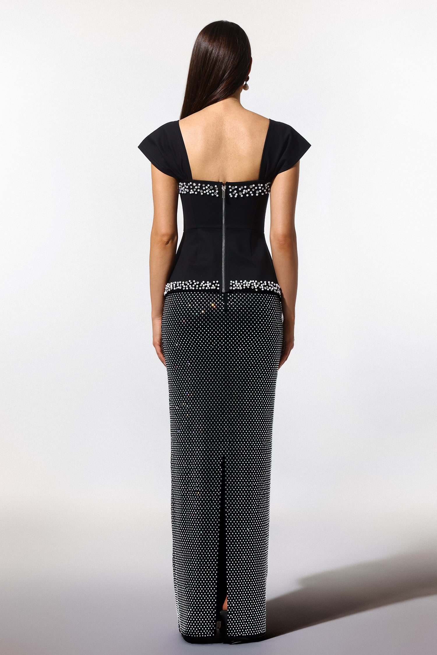 Vercia Off-The-Shoulder Diamond Bandage Maxi Dress