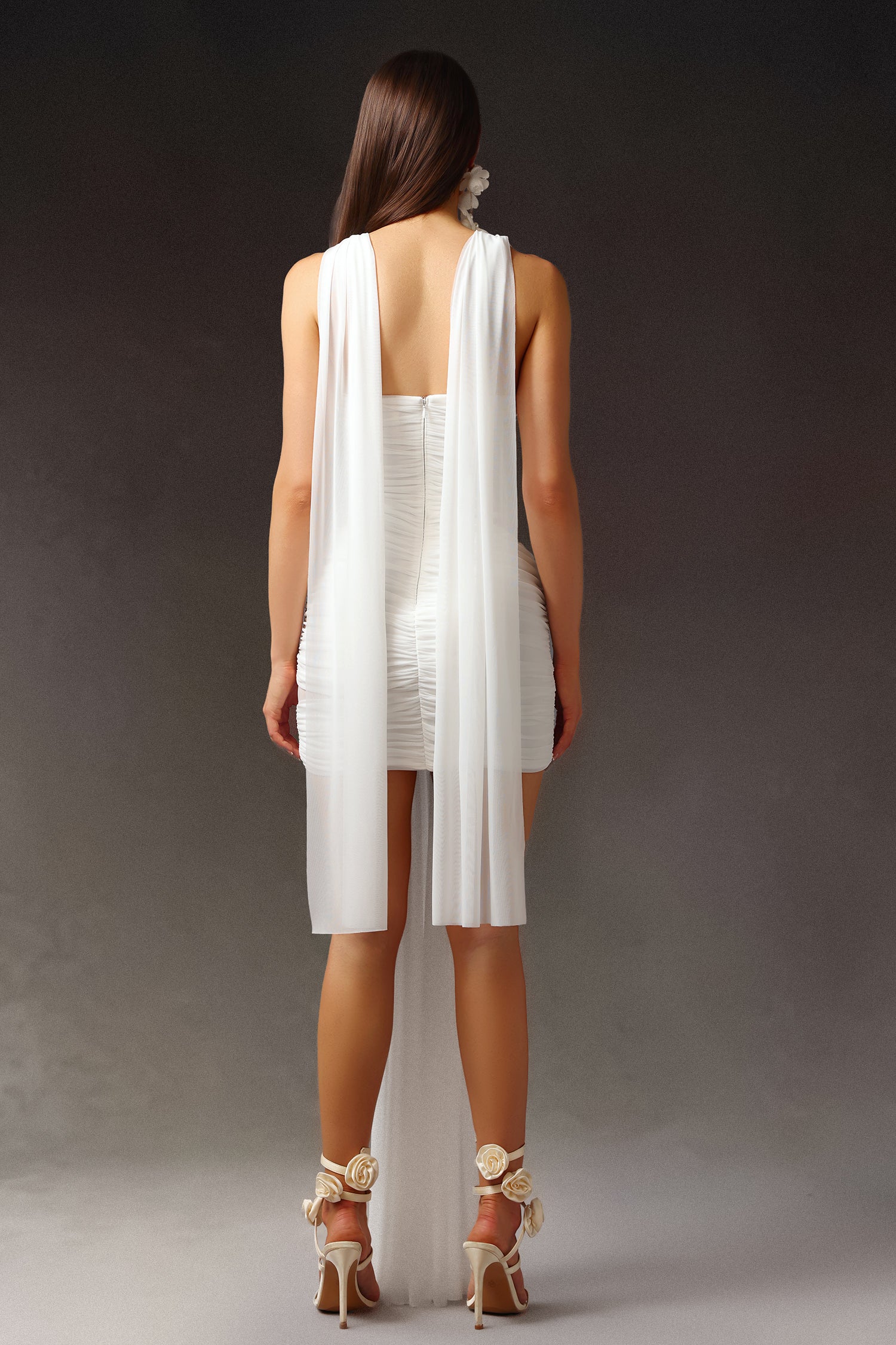 Kawayi Sleeveless Flowers Hollowed Out Mini Dress