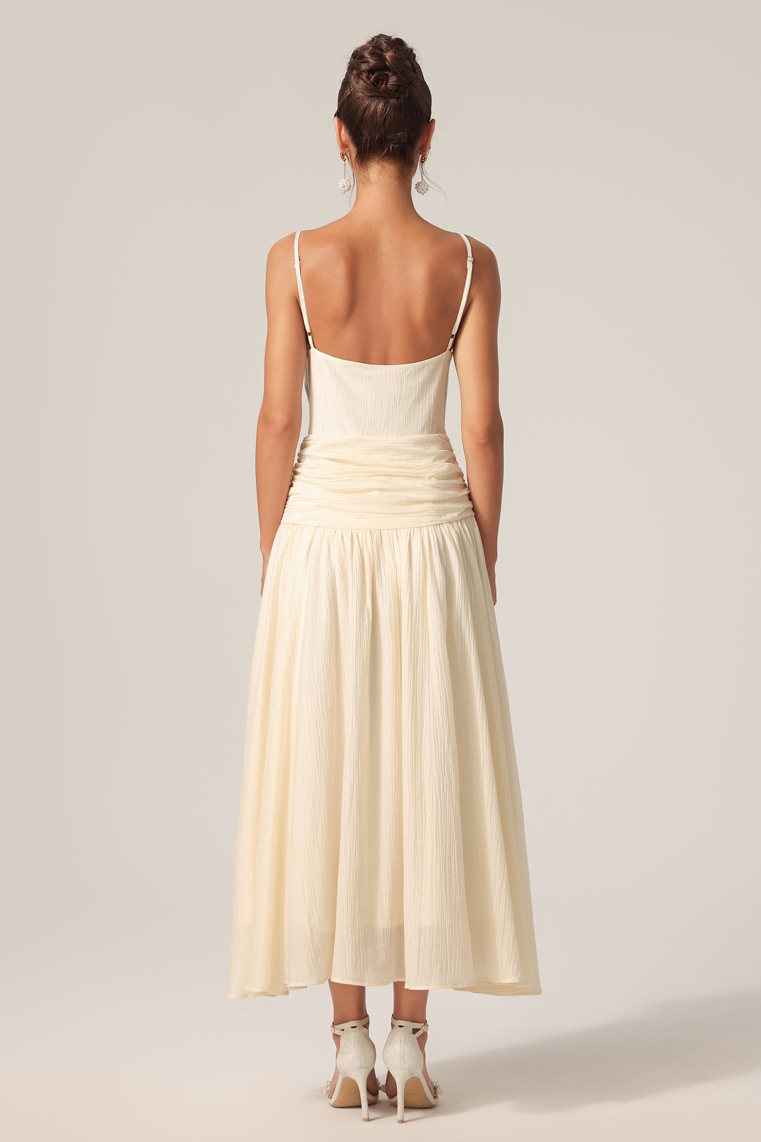 Poppy Halter Folds Flowers Lace Maxi Dress