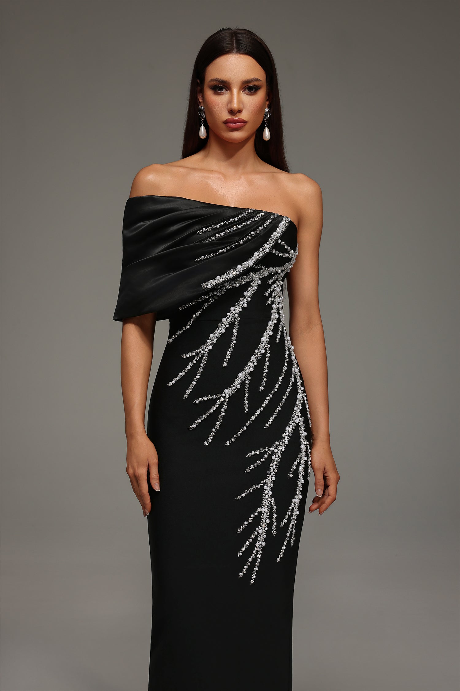 Zaha One Shoulder Sleeveless Diamond Bandage Maxi Dress